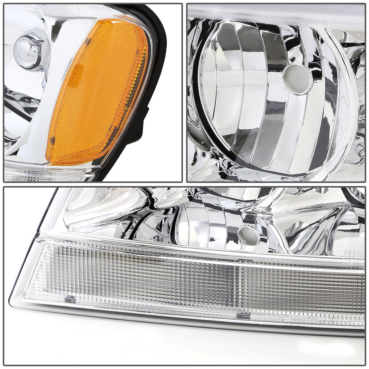 DNA MOTORING Chrome Amber Headlights Assembly HL-OH-JGC99-CH-AM for 99-04 Jeep Grand Cherokee