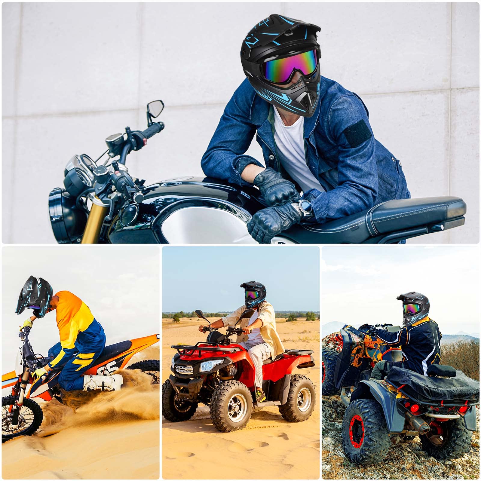 Yesmotor Youth Kids Motocross Helmet Full Face Motorcycle Dirt Bike Off-Road Mountain Bike Bmx Mx Atv Helmet- Dot Approved With(Gloves Goggles Mask) 4Pcs Set (Purple,Xl)