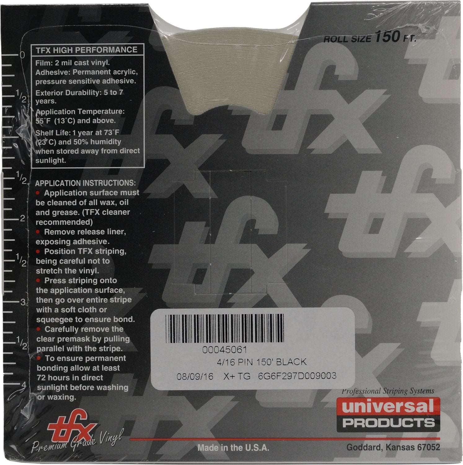 Universal Tfx 0004015 - Auto Customizing Dual Pinstripe - 4/16'' X 150' (1/8 Stripe, 1/16'' Gap, Then 1/16 Stripe) - 015-Cardina