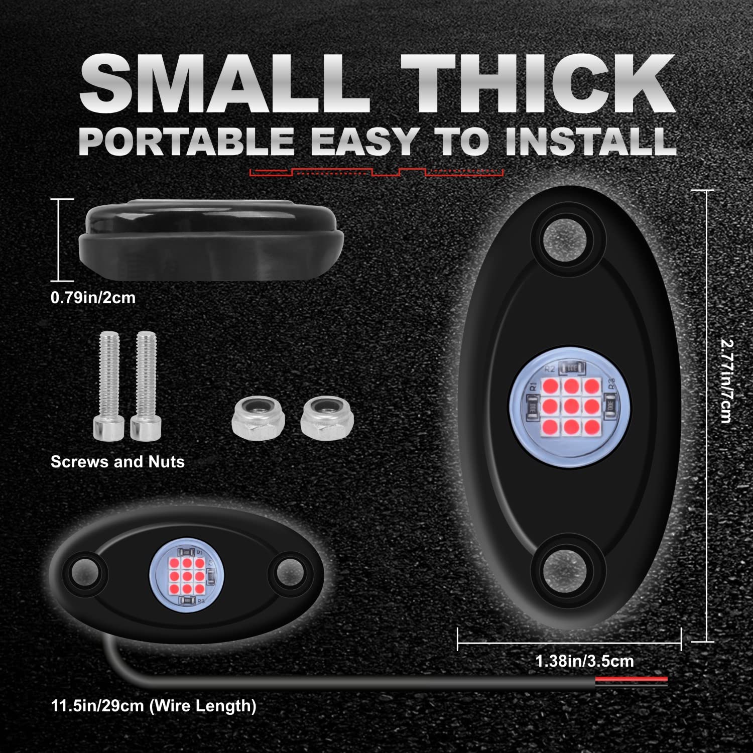 Ly8 4Pods Led Rock Lights Kits For Car Trucks Atv Utv Suv Boat Underbody Glow Trail Rig Light Waterproof (Red)