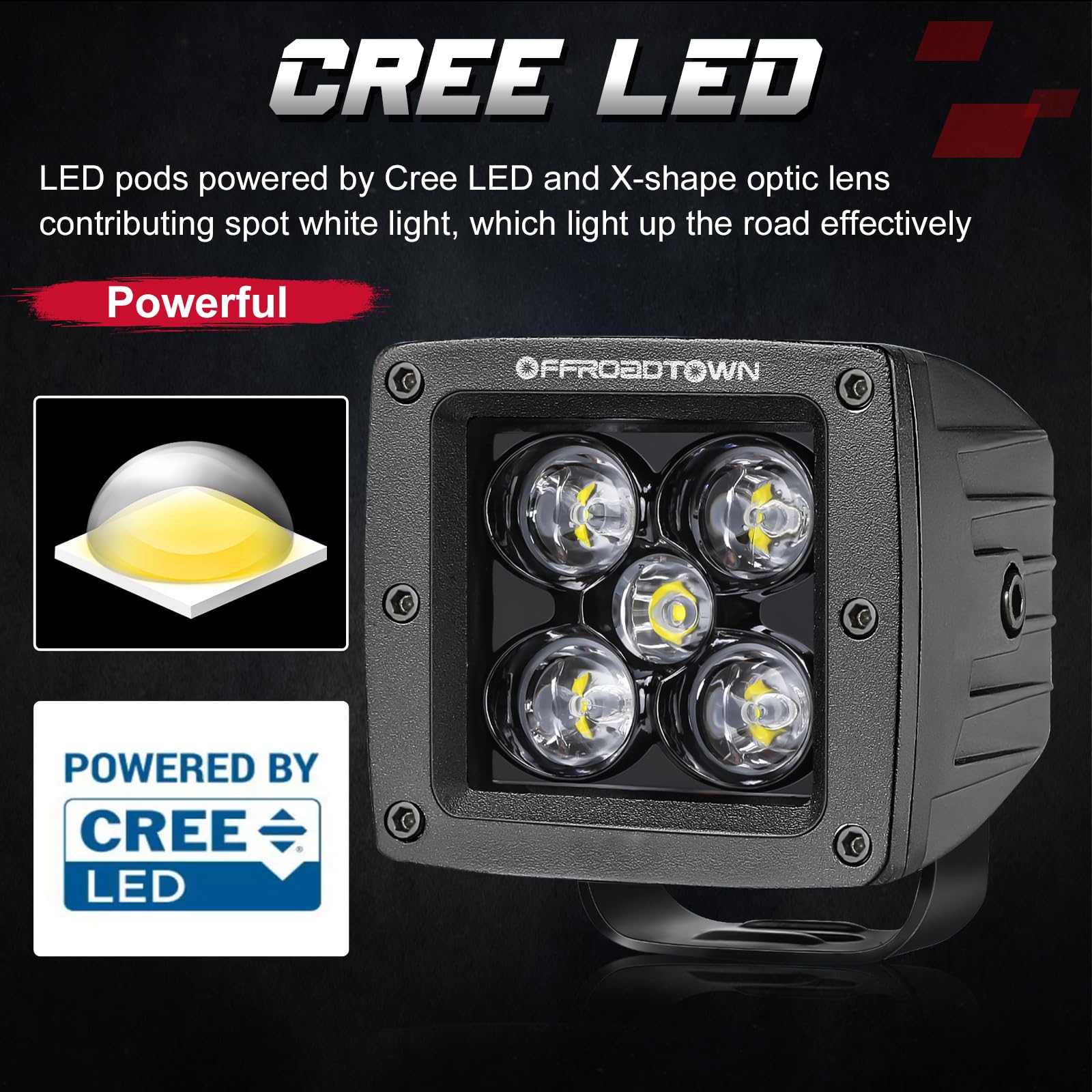 Led Cubes, Offroadtown 2Pcs 3 Inch 100W Cree Led Pods Spot Beam Driving Lights Led Cube Lights Off Road Light Fog Light Reverse