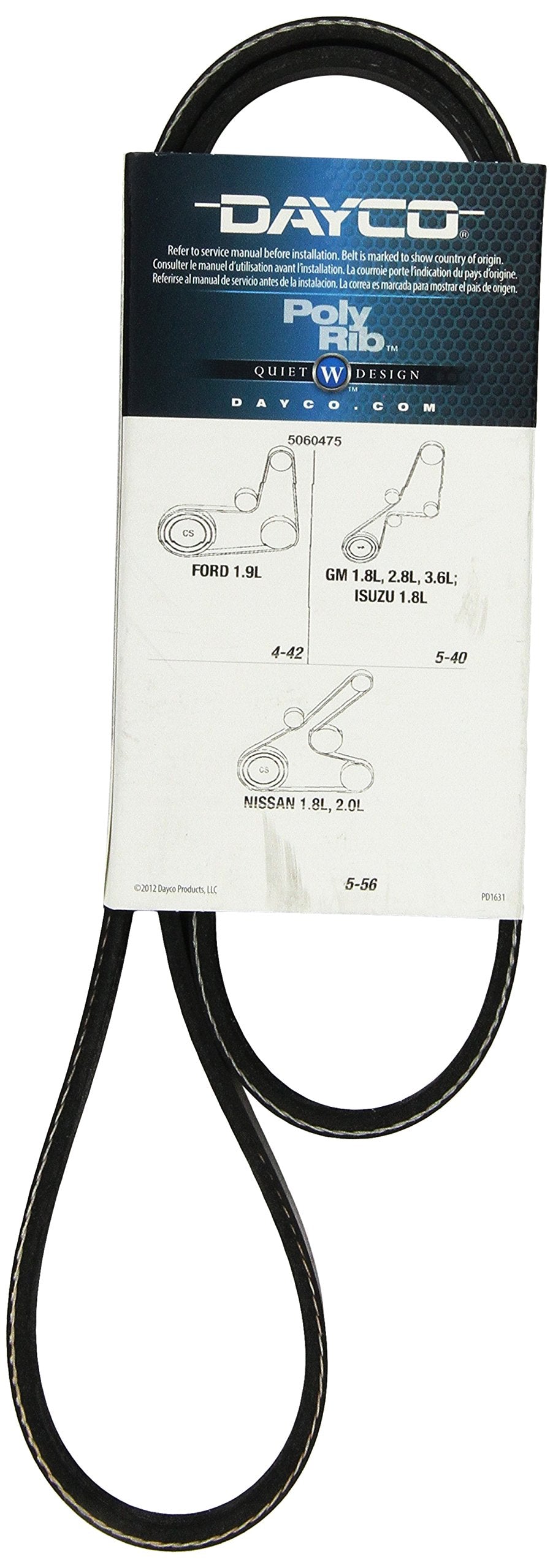 Dayco 5060475 Serpentine Belt , Black