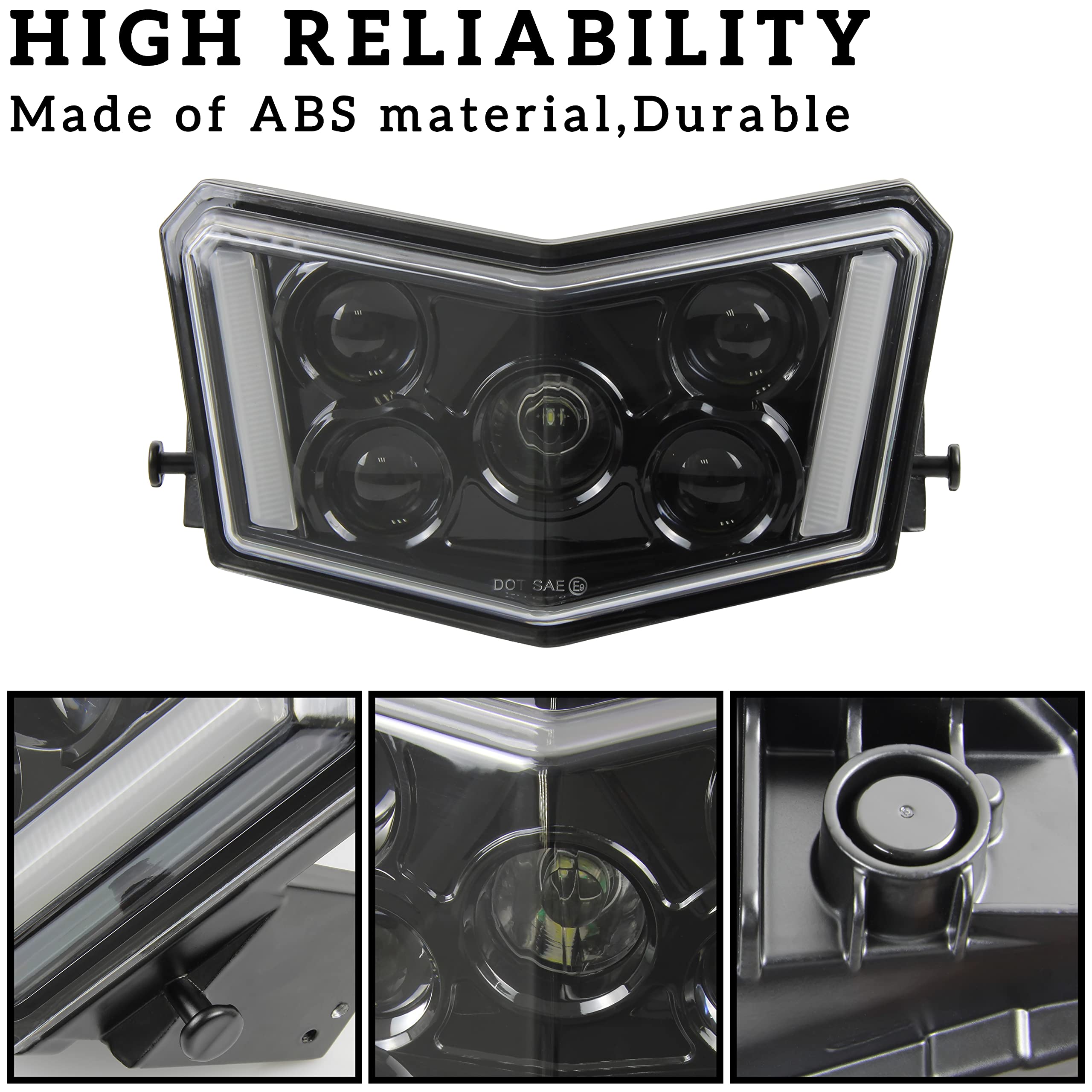 SAUTVS LED HeadLight Assembly for Polaris Sportsman 17-25, LED Head light Front Lamp with High Beam DRL Turn Signal Light for Po