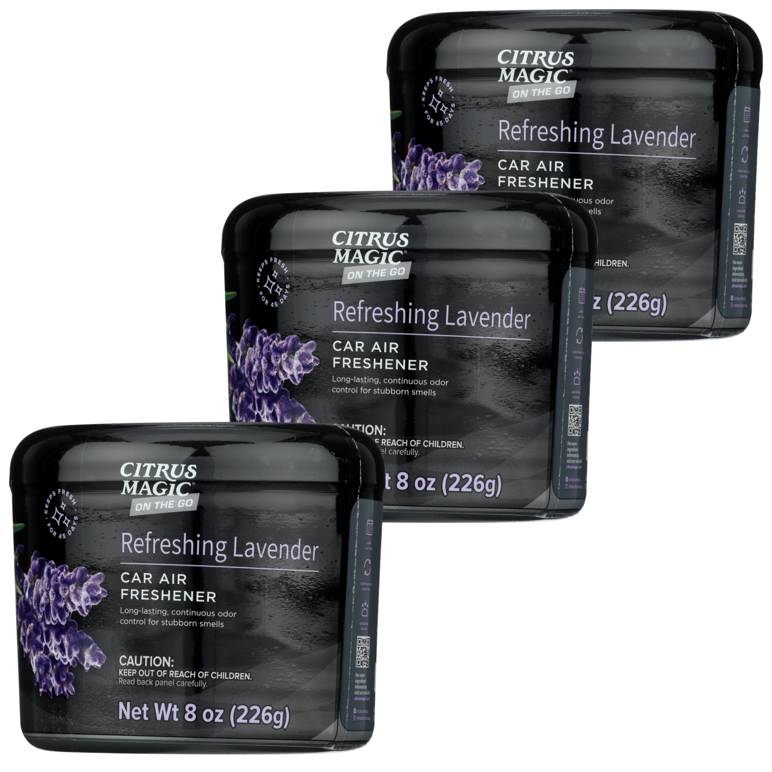 Citrus Magic On The Go Odor Absorbing Solid Car Air Freshener, Refreshing Lavender, 8-Ounce, Pack Of 3