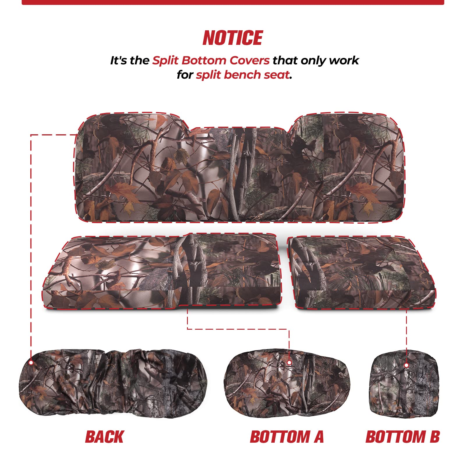 Kemimoto 1680D Utv Seat Covers Set Camo Compatible With Polaris Ranger 1000 2020-2025, Polaris Ranger Xp 1000 2017-2021, Oxford