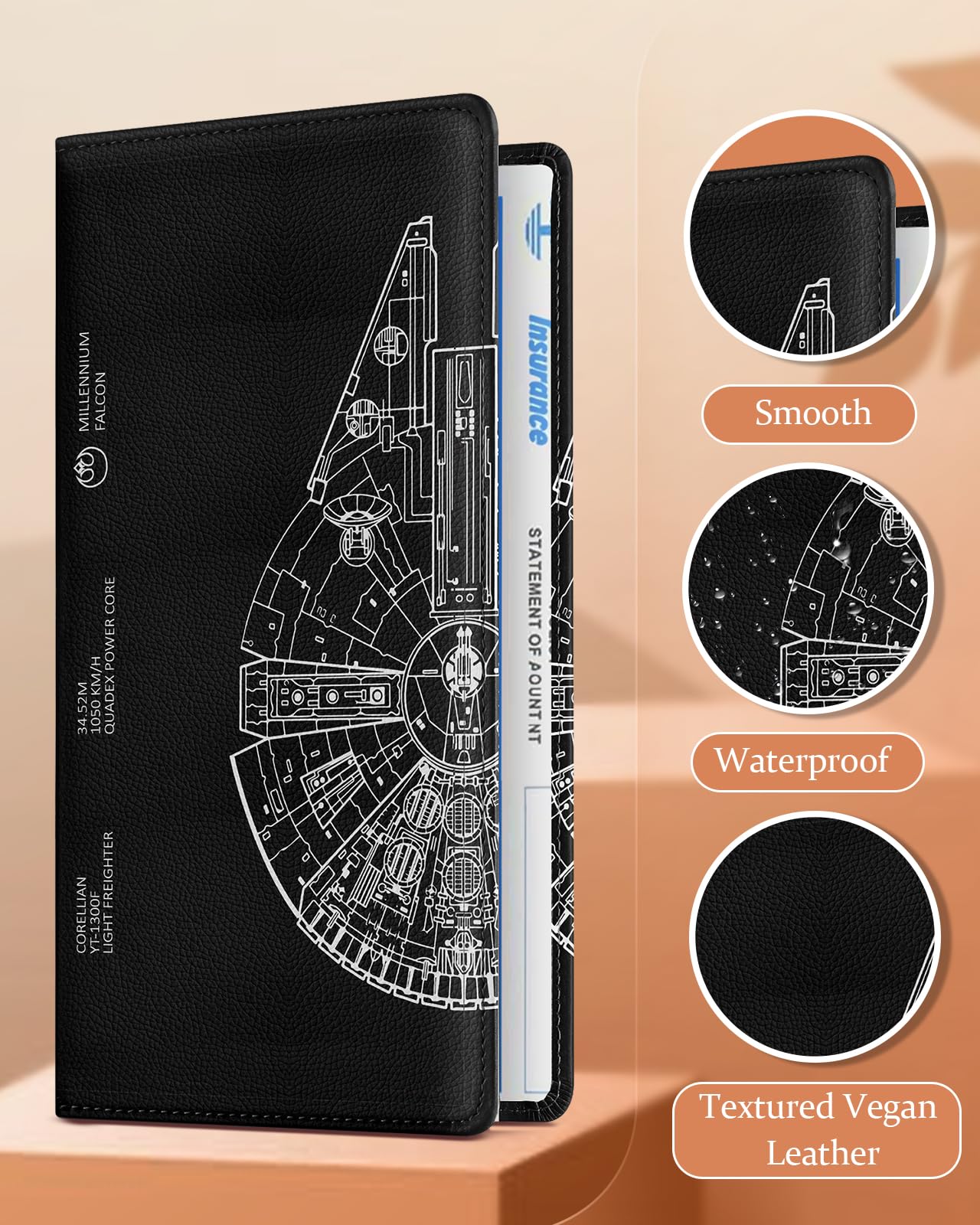 Slohif Car Registration and Insurance Card Holder with Magnetic Shut - Vehicle Glove Box Organizer Women Leather Automobile Lice