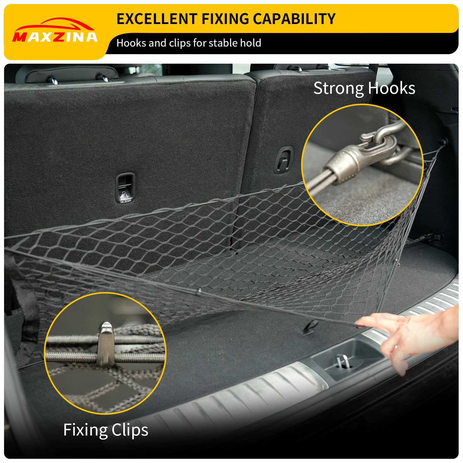 Maxzina Cargo Net Compatible With 2014-2025 Kia Sorento Truck Bed Cargo Net 3.18'  1.15' Double Layer Envelope Style Dense Mesh