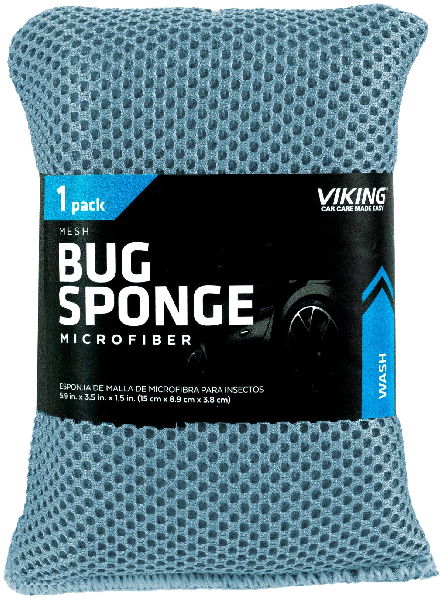 Viking Mesh Bug Sponge, Car Wash Sponge For Cleaning Bugs And Tar, Colors Vary, 4 Inch By 6 Inch, 1 Pack