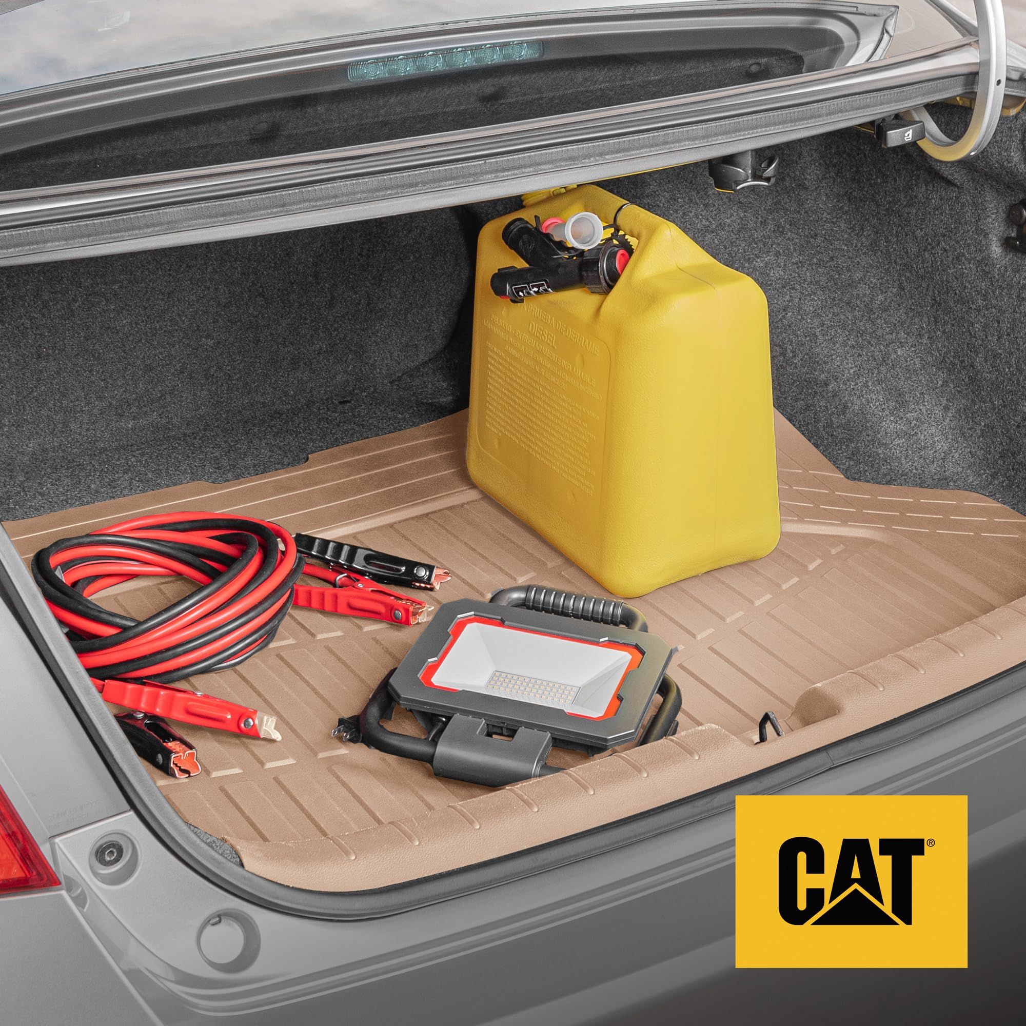 Cat Heavy Duty Suv Beige Cargo Liner & Car Trunk Mat - Universal Trimmable All Weather Cargo Mats For Back Of Suv - Suv Trunk Ma