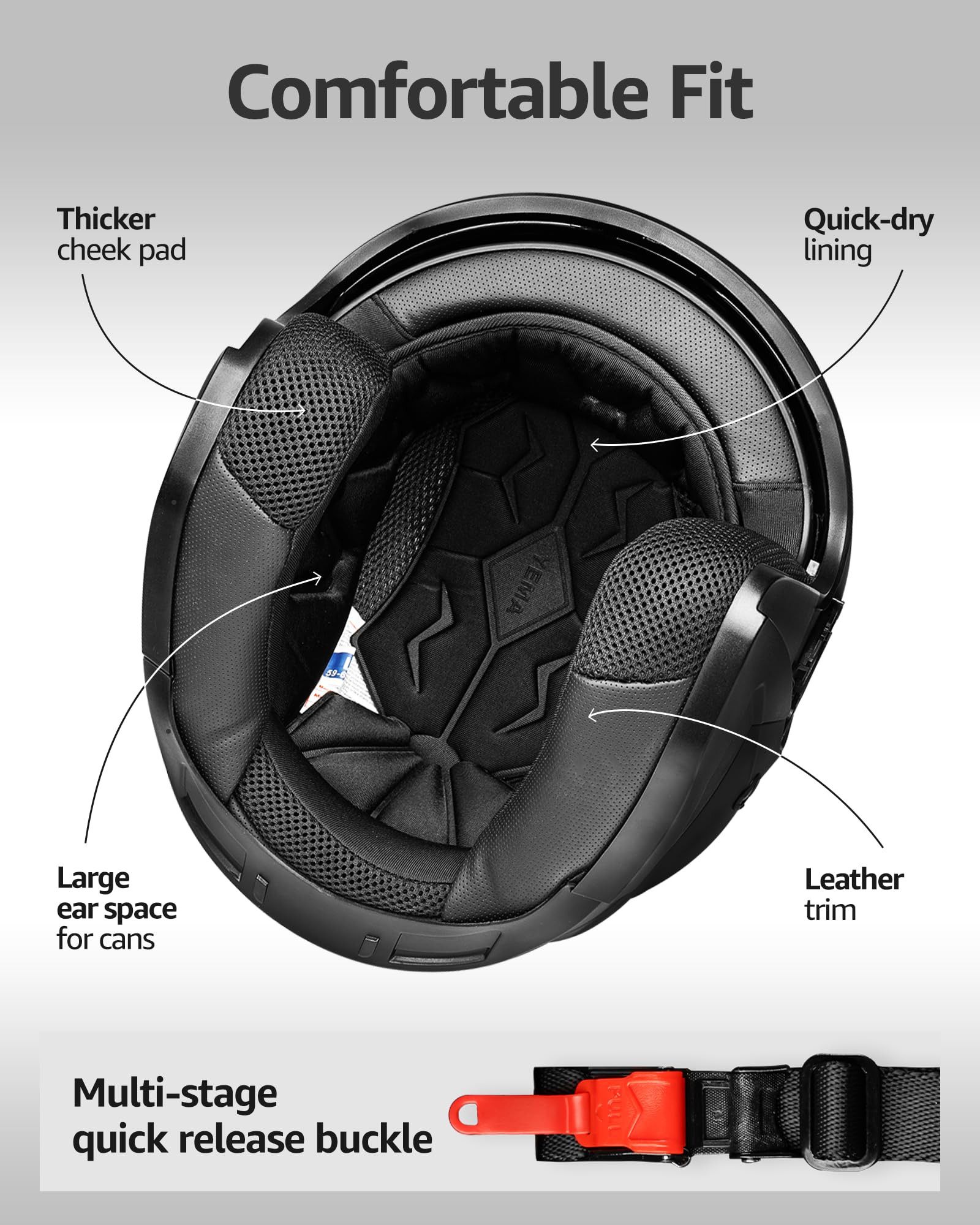 Yema Helmet Unisex Motorcycle Open Face Dot Approved Ym-627 Motorbike Moped Jet Bobber Pilot Crash Chopper 3/4 Half Helmet With