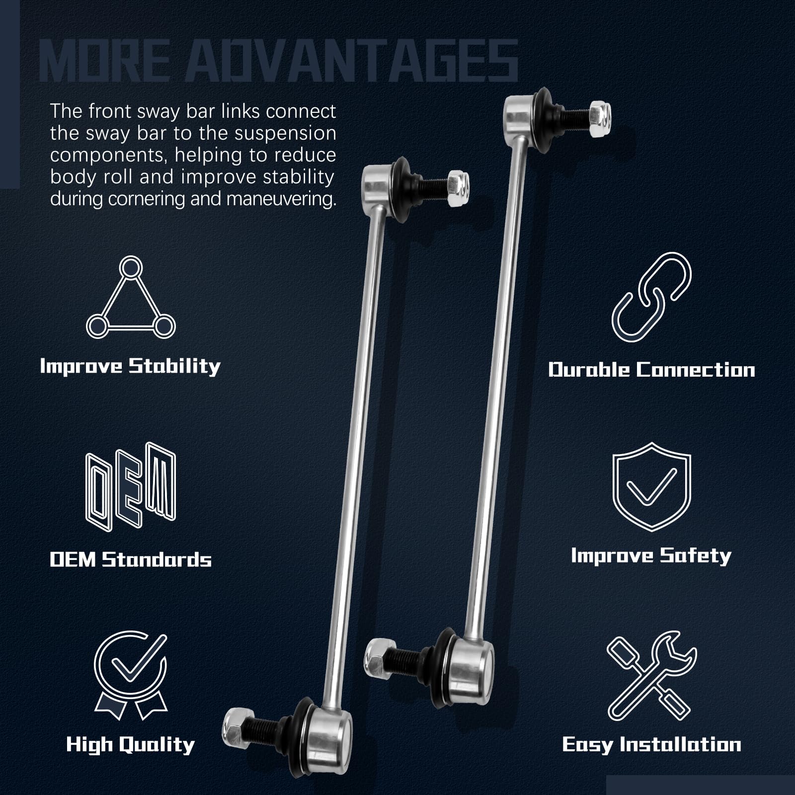 K750297 Stabilizer Sway Bar Links Front 2PCS Compatible With 2007-2012 Acura RDX 2007-2016 Honda CR-V