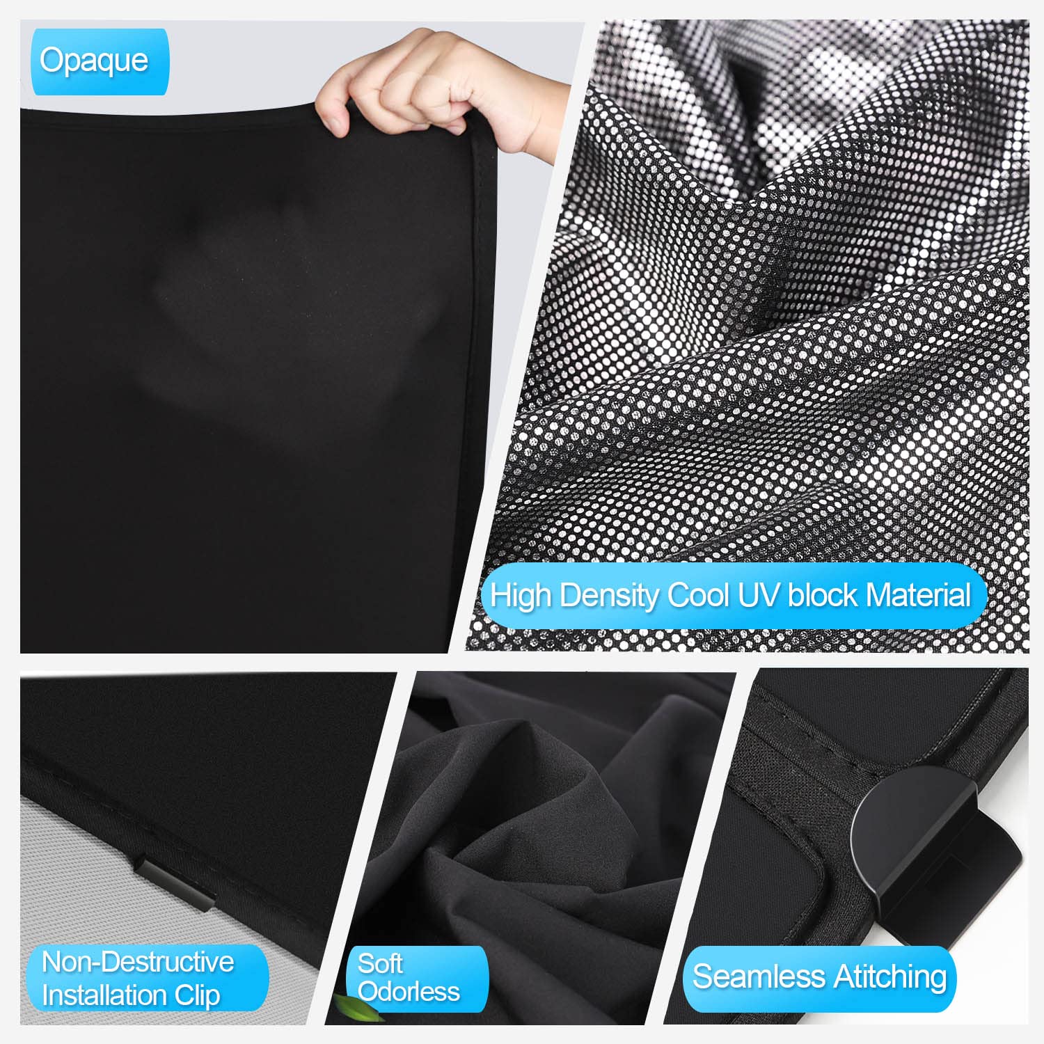 Tseller For Tesla Model Y Sunshade Roof Sunroof Shade Upgrade 3.0 2025 2024 2023 2022 2021 2020(Ice Black) & Tesla Model Y Winds