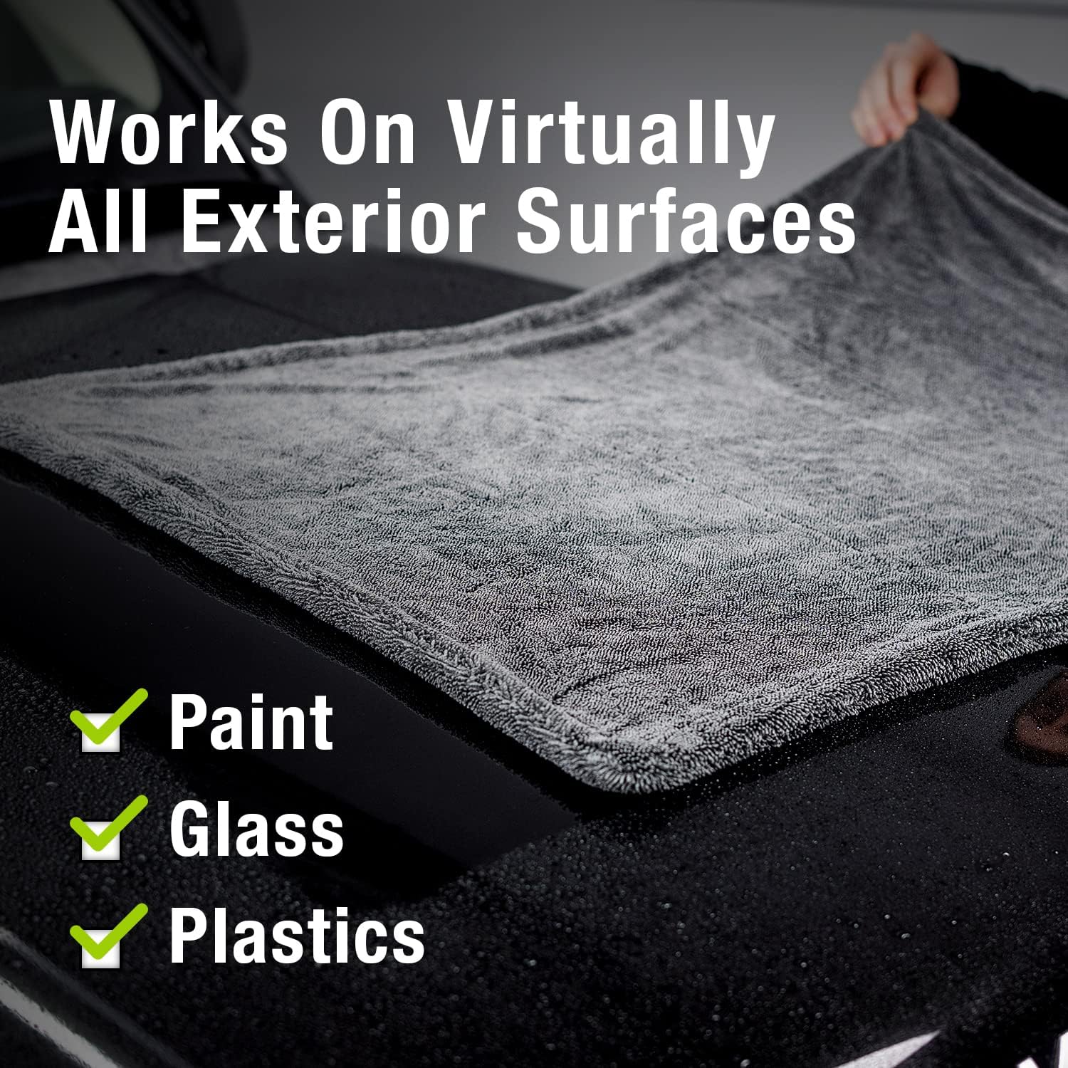 Exoforma Mega Car Drying Towel - Holds Up To 9 Lbs, No Streaks, Scratches, Or Water Spots | 1200 Gsm Microfiber Double Twist Pil