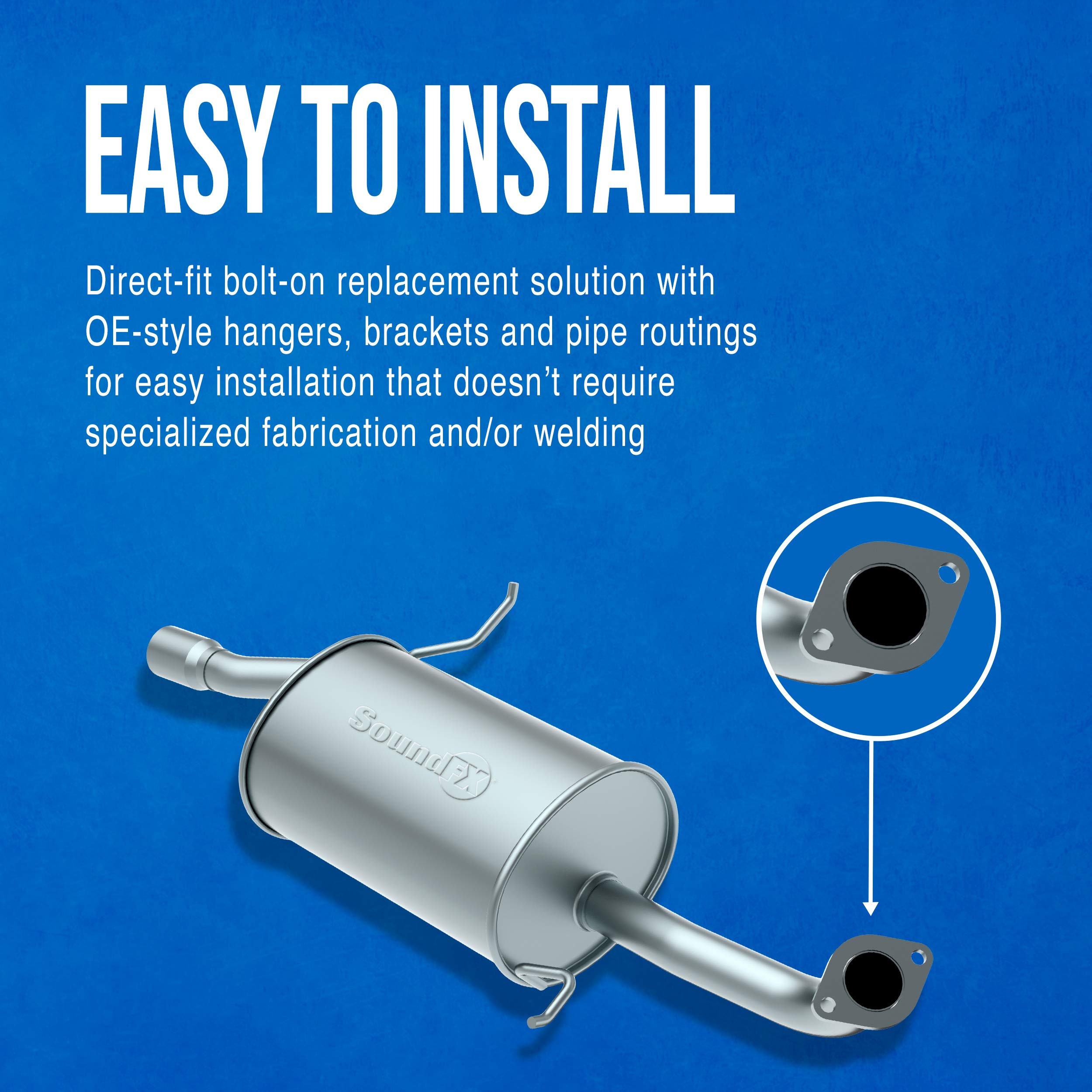 Walker SoundFX 18458 Direct Fit Exhaust Muffler 2.25 Inlet (ID) 2 Outlet (ID) for Buick LeSabre