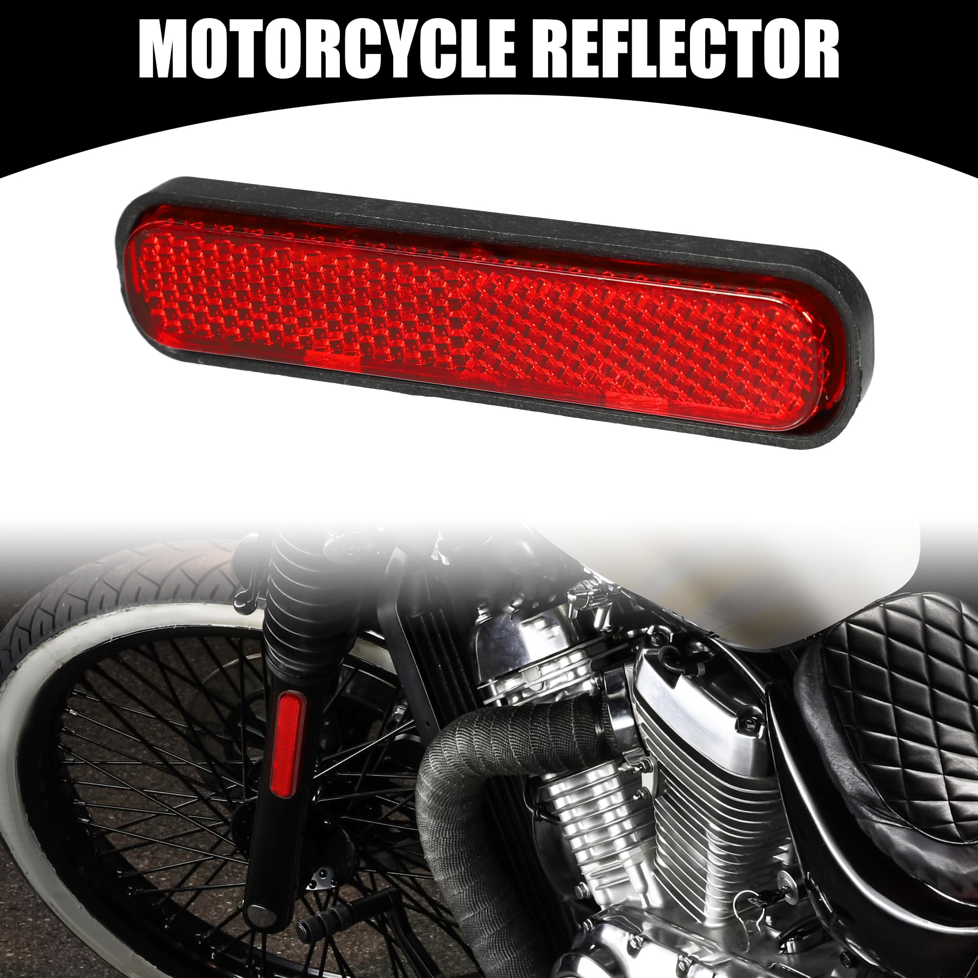 Partuto 5Pcs 3.66'X0.83' Universal Reflector - Oval Motorcycle Bike Safety Reflector Increase Visibility And Safety On The Road - Plastic Red