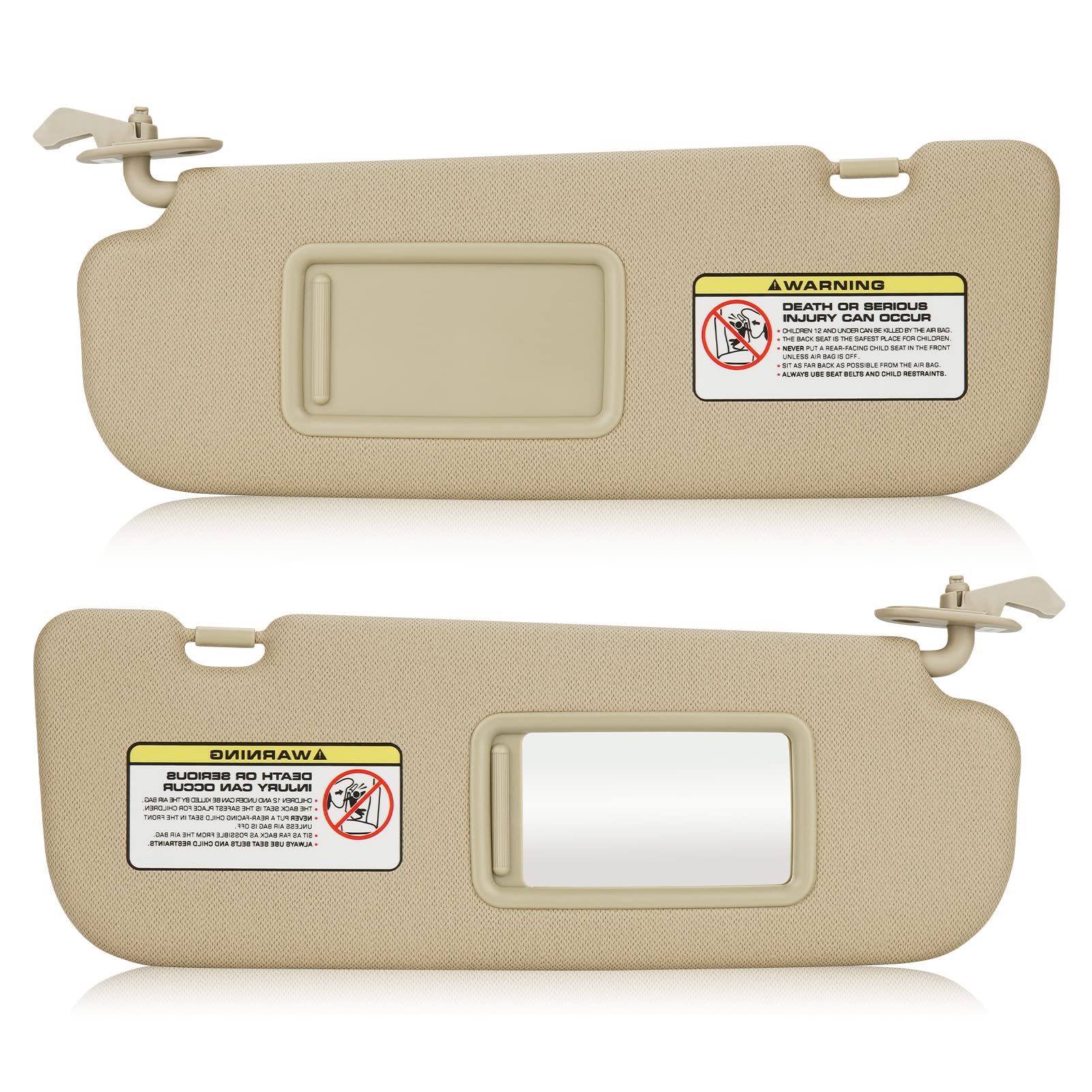 Left & Right Sun Visor for 2011-2015 Hyundai Elantra, Driver & Passenger Side Beige Sunvisor Replacement 852103X000TX 852203X000