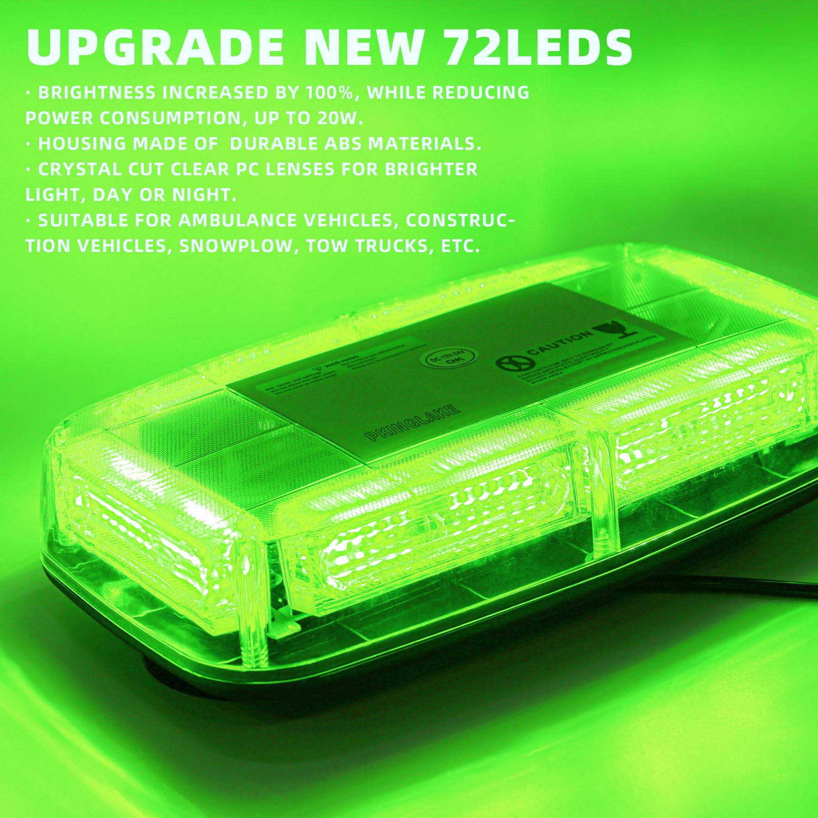 Pkinglake 72Led Roof Top Emergency Strobe Beacon Lights, 12-24V High Visibility Safety Warning Mini Led Strobe Light Bar With Ma