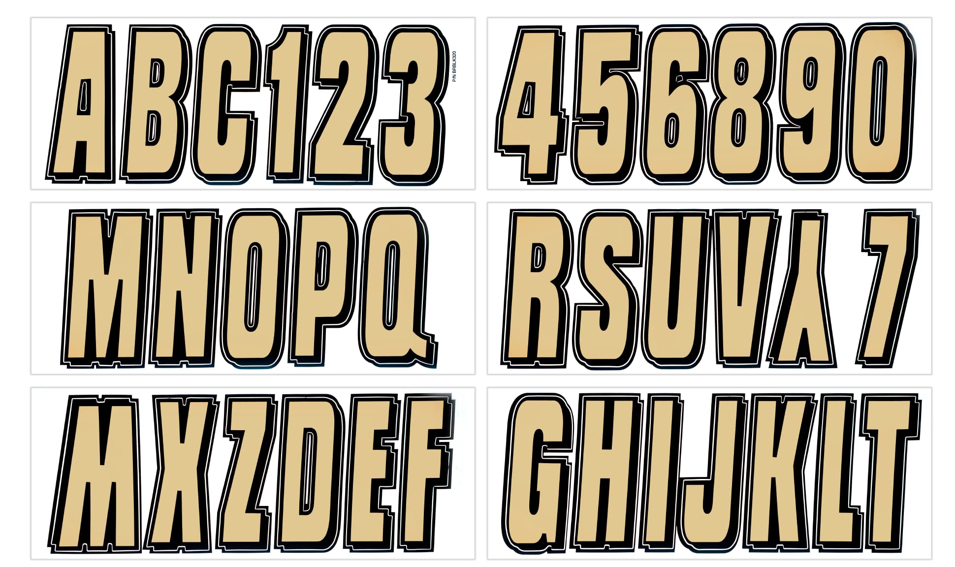 Hardline Products Series 320 Factory Matched 3-Inch Boat & PWC Registration Number Kit, Brown/Black - BRBLK320
