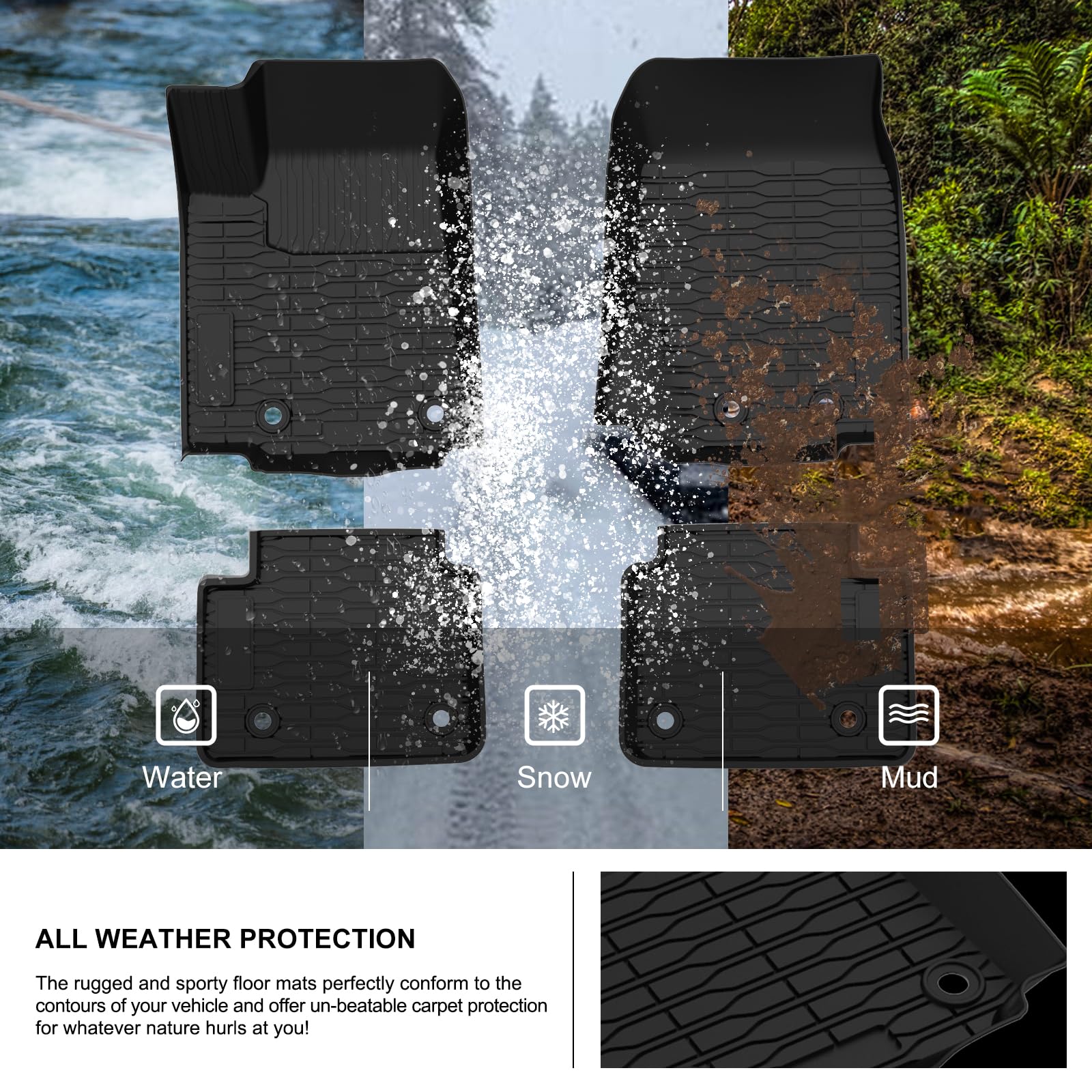 Kiwi Master Floor Mats For 2021-2025 Jeep Grand Cherokee L Oem Replacement 82216640Aa All Weather Mat Custom Fit Tpe Front Rear