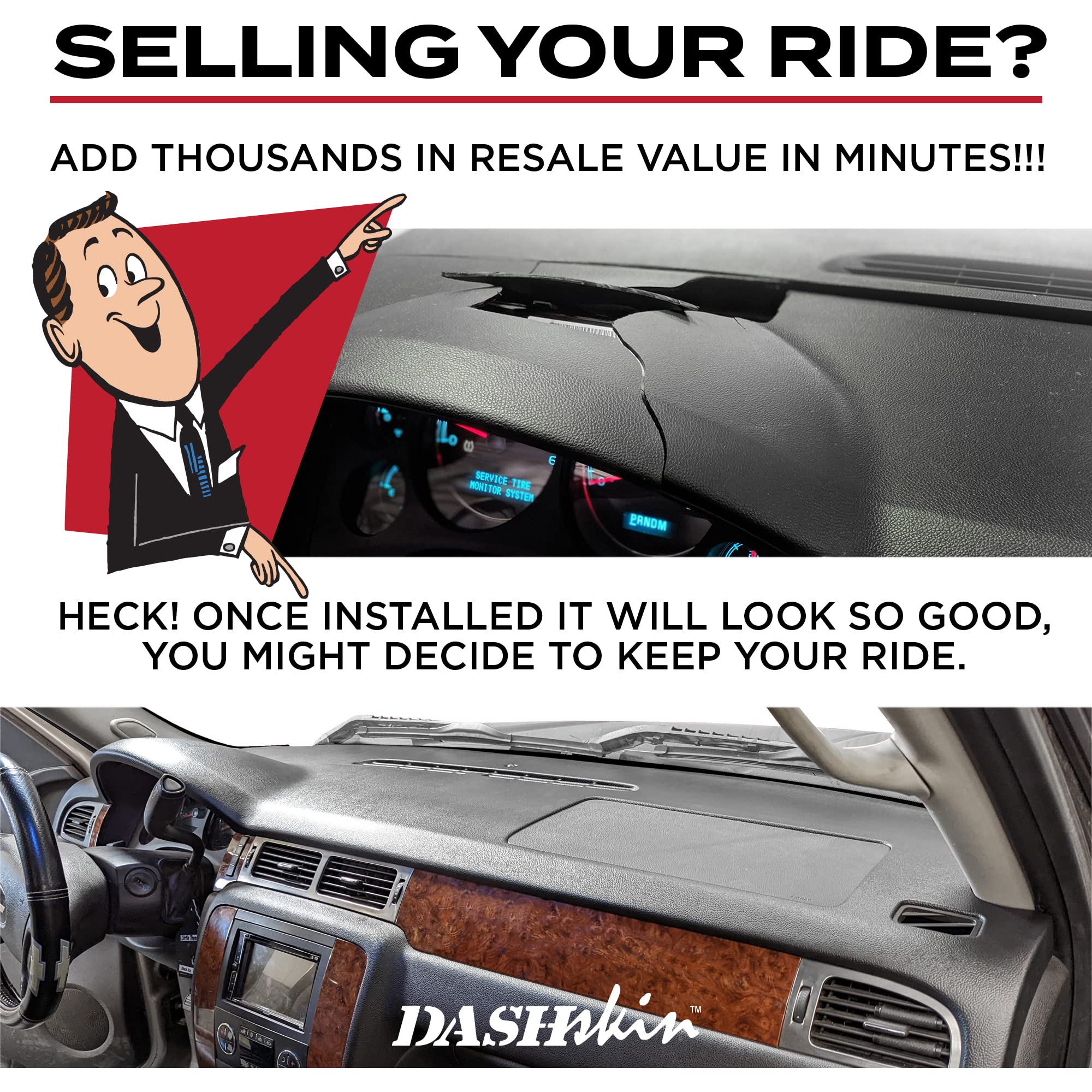 Dashskin Usa American Made Dash Cover Cap Compatible With 07-14 Tahoe Suburban Yukon Avalanche - Easy Cracked Dash Fix - W/Dash Speaker In Cashmere (Single Glovebox Silverado/Sierra Only)