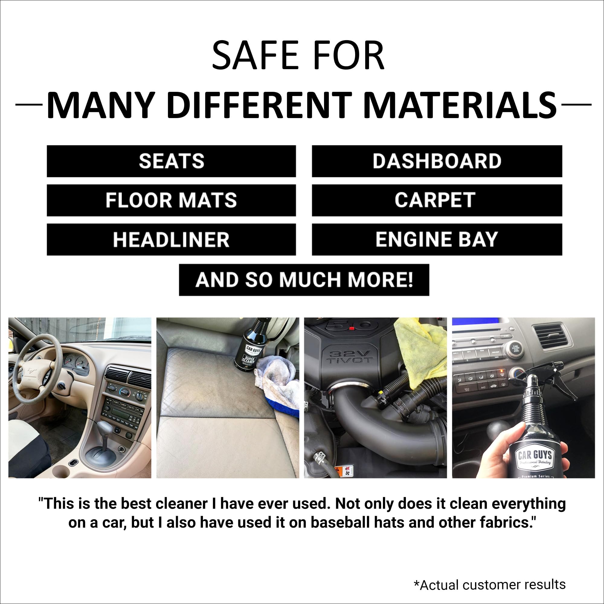 Car Guys Super Cleaner 1 Gallon Refill | Effective Car Interior Cleaner | Leather Car Seat Cleaner | Stain Remover For Carpet, Upholstery, Fabric, And Much More! | 1 Gallon (Sprayer Not Included)