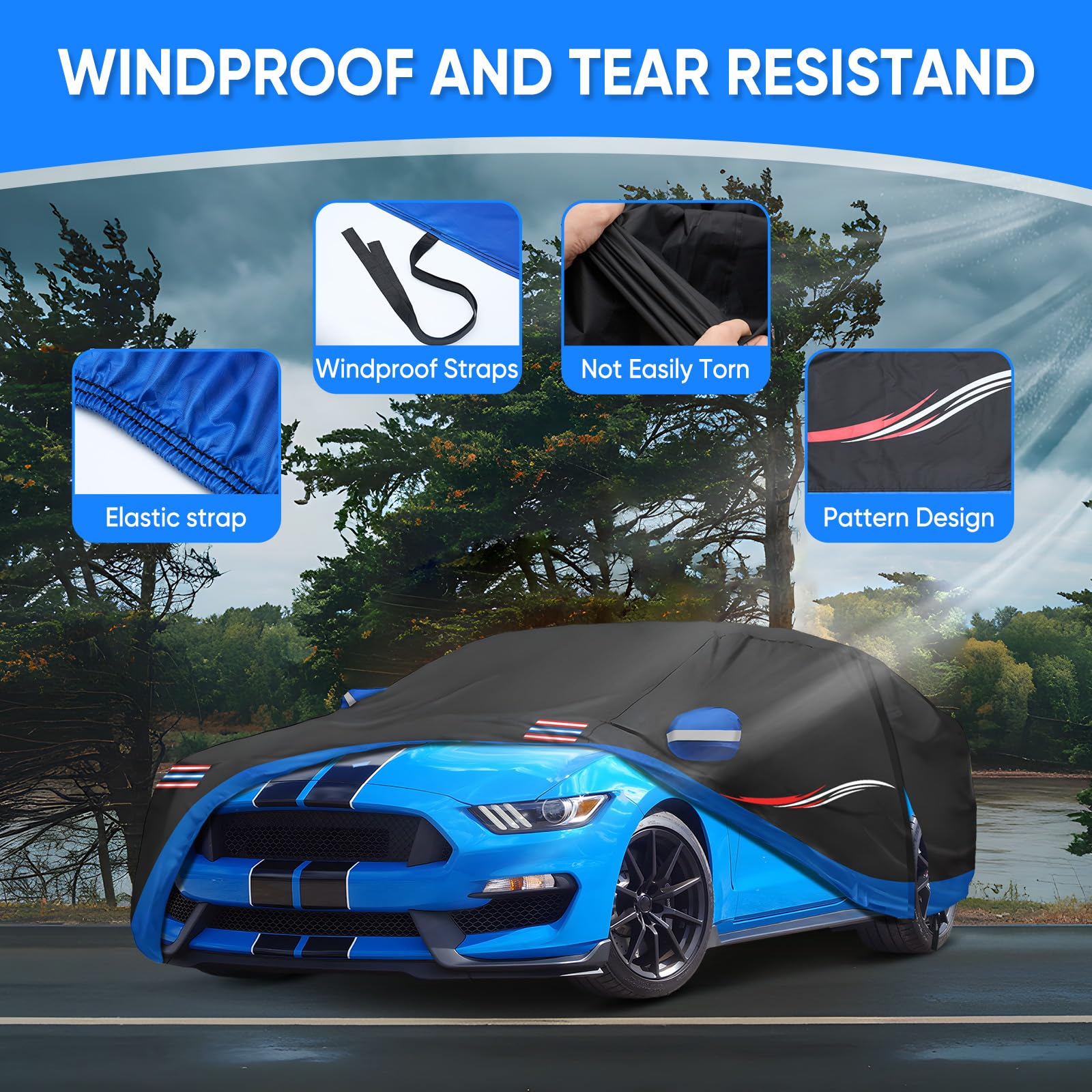 Neverland Car Cover For Mustang - Custom Fit For Ford Mustang Gt 1994-2025, 420D All Weather Waterproof Heavy Duty For Outdoor S