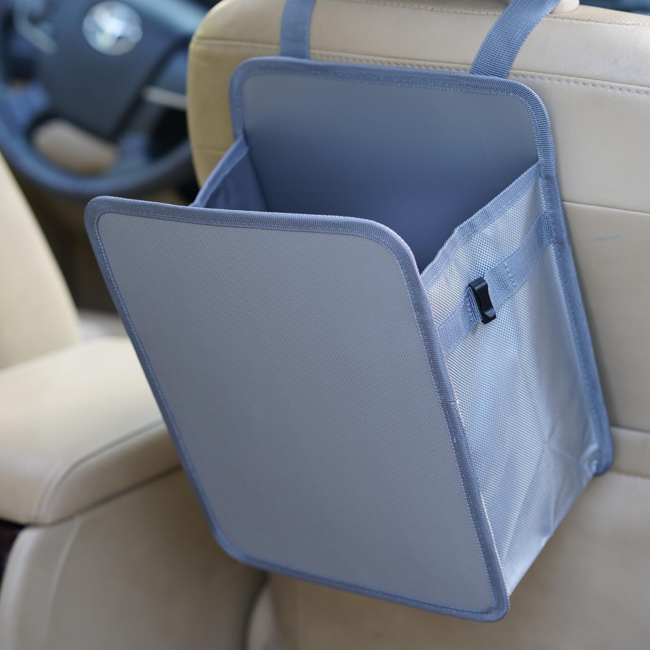 Ginsco Foldable Car Trash Can 3 Gallons, Hanging Car Garbage Can Large Capacity Water-Resistant Car Trash Bag, Leakproof Car Can