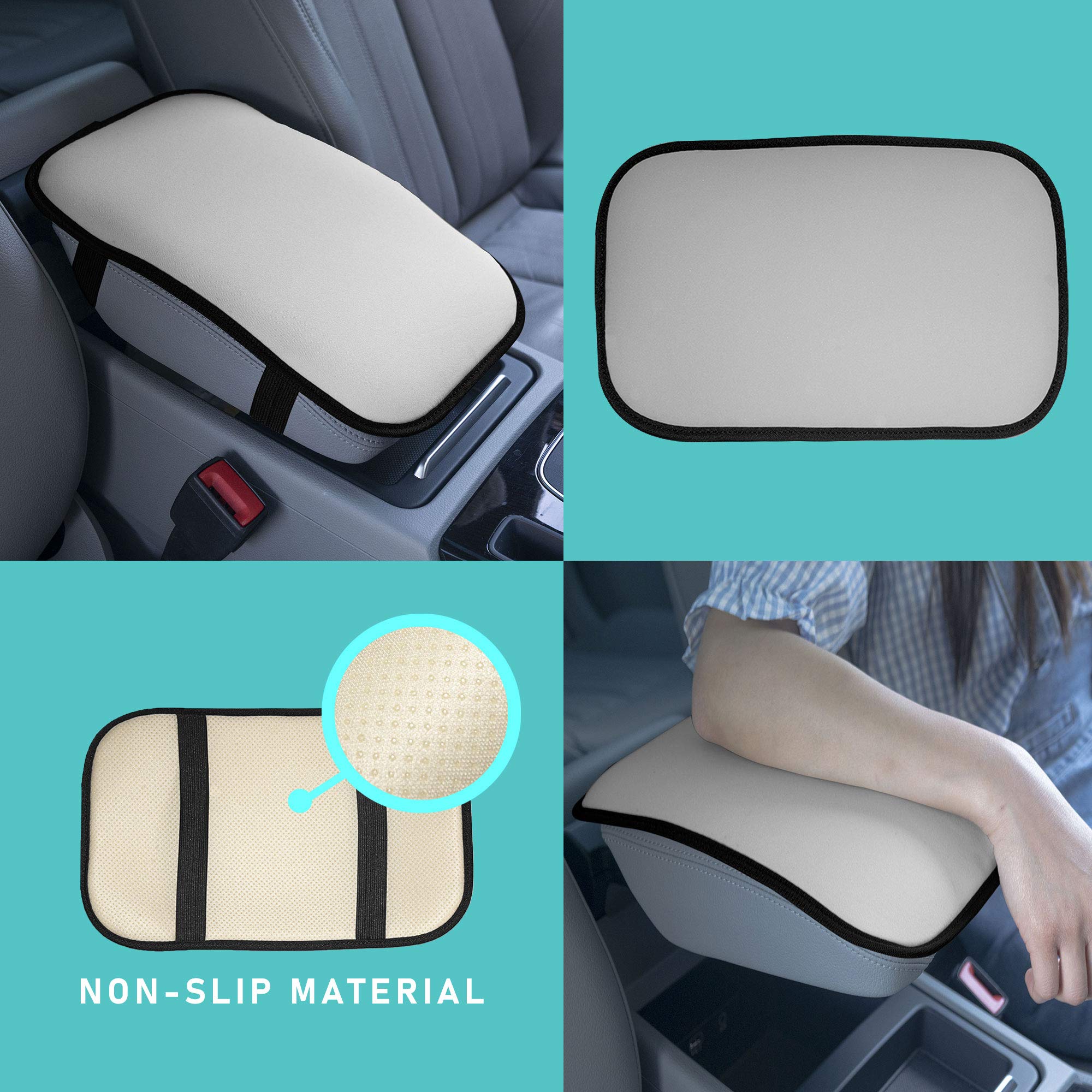 FH Group Neosupreme Center Console Pad Water-Resistant Gray Seat Box Cover Protector fits Most Cars, SUVs, and Trucks