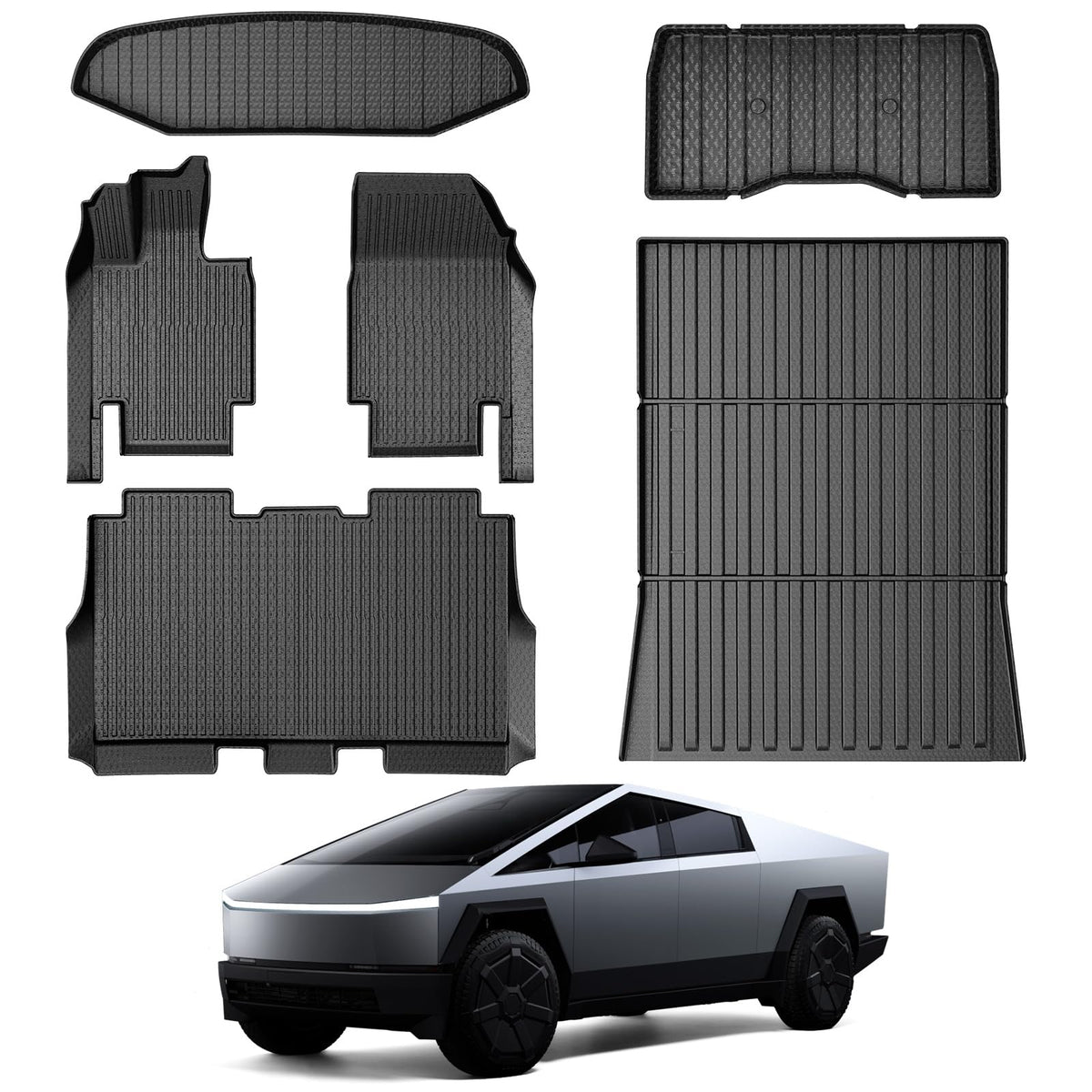 Mixsuper Floor Mats Bed Mat for Tesla Cybertruck 2024 2025 Cyberbeast 6FT (Nor fits RWD), All Weather Floor Mats & Bed Liner & F
