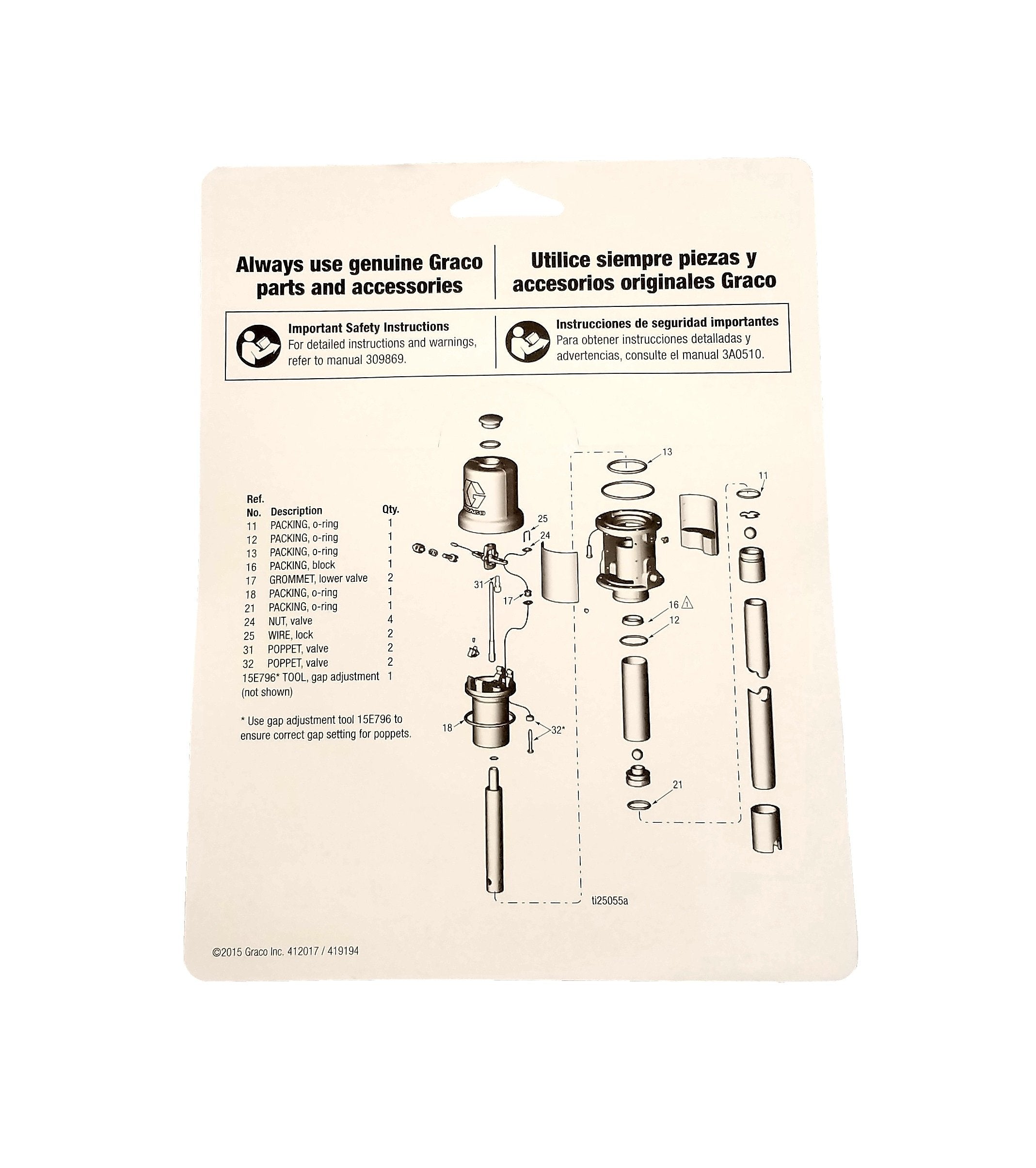 Graco Repair Kit 3:1 Ratio Fire Ball 225 Oil Pumps 246918 246-918