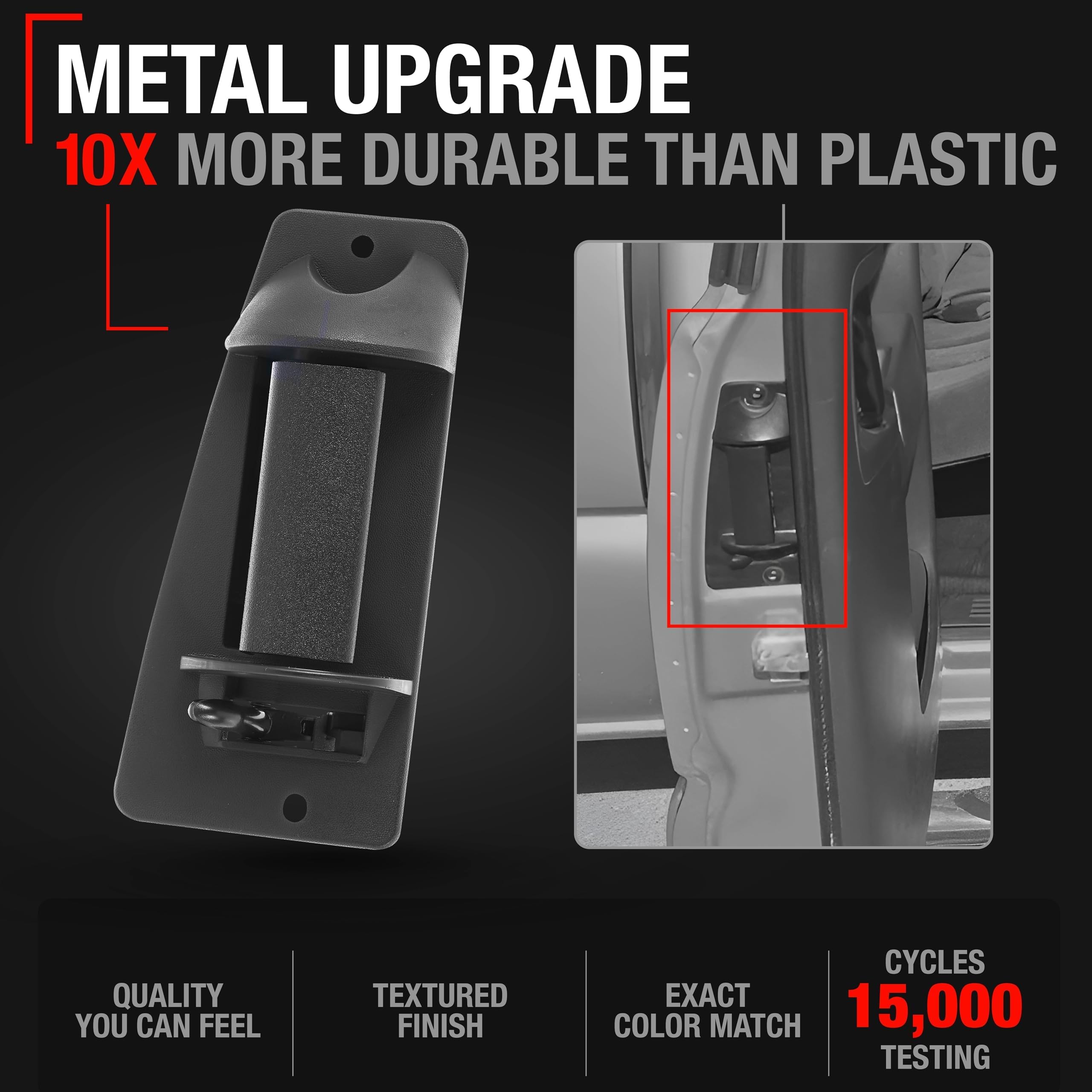 Extended Cab Door Handle, Upgraded Metal, Rear Passenger Door Handle Compatible With 1999-2007 Chevrolet Silverado 1500 2500; 99