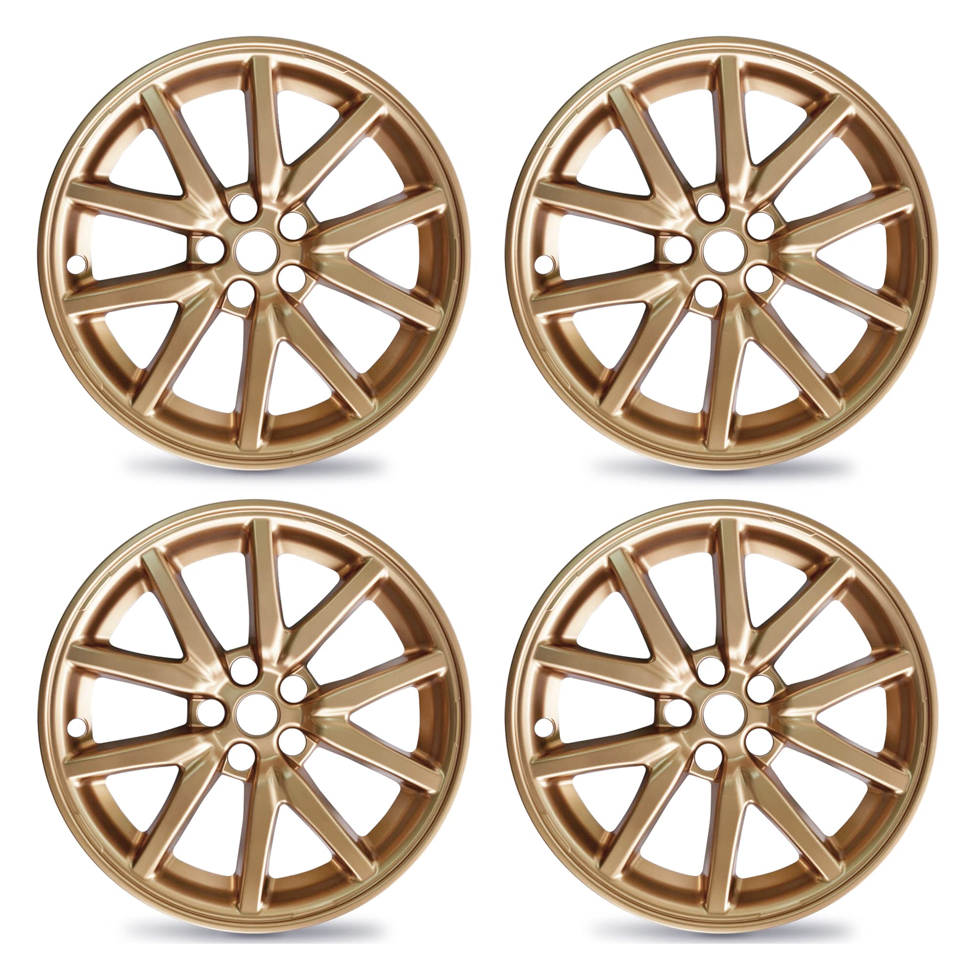 Mayde 18-Inch Hub Caps Fits 2017-2022 Tesla Model 3, Replacement Wheel Covers (Set Of 4,) (Metallic Gold)