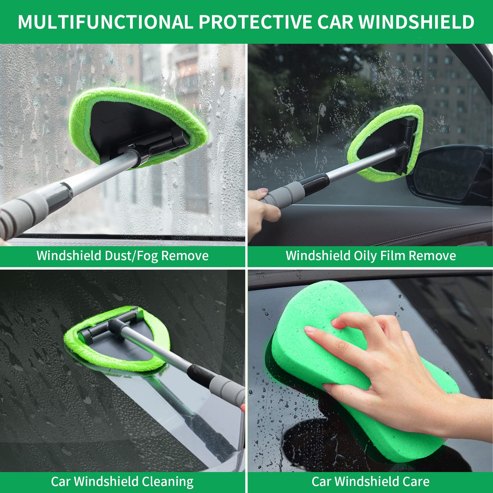 X Xindell Windshield Cleaner -Microfiber Car Window Cleaning Tool With Extendable Handle And Washable Reusable Cloth Pad Head Au