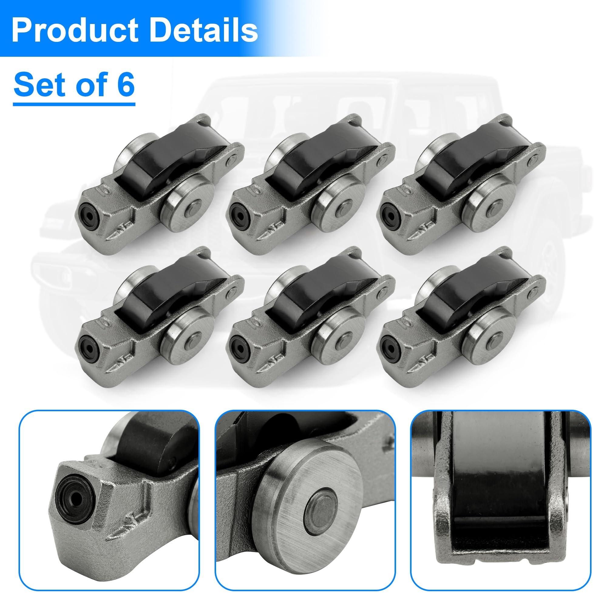 Set of 6 Valve Rocker Arm Left Or Right 5047896AD for Chrysler Pacifica, Dodge Durango, Jeep Wrangler, Grand Cherokee, Ram ProMa