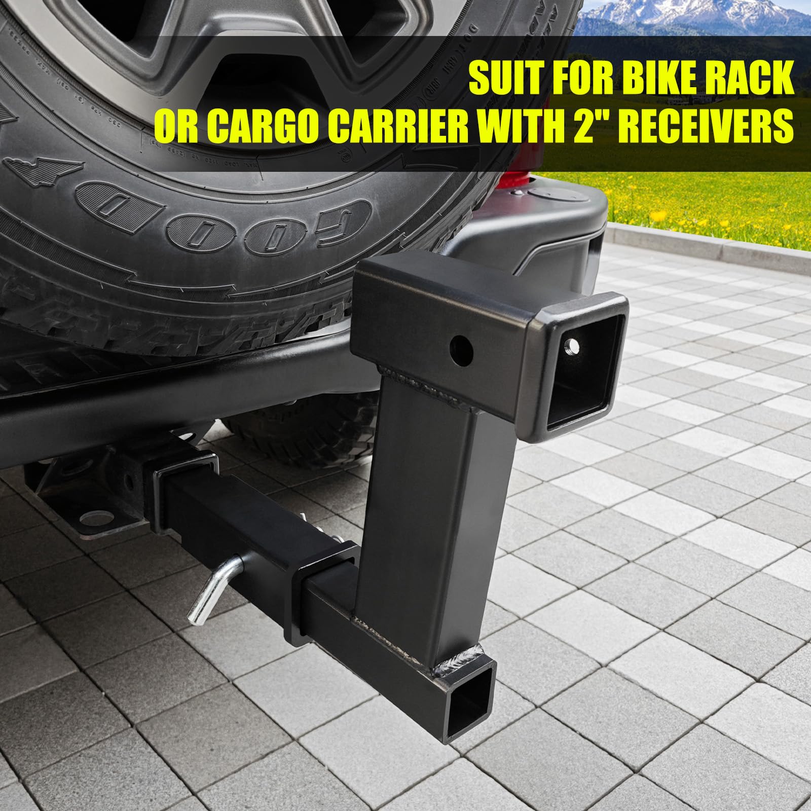 Kairay Trailer Receiver Hitch Riser Extender Adapter 10'' Drop/Riser, 8'' And 10'' Extension Length, 2'' Shank, 7500Lbs Towing C