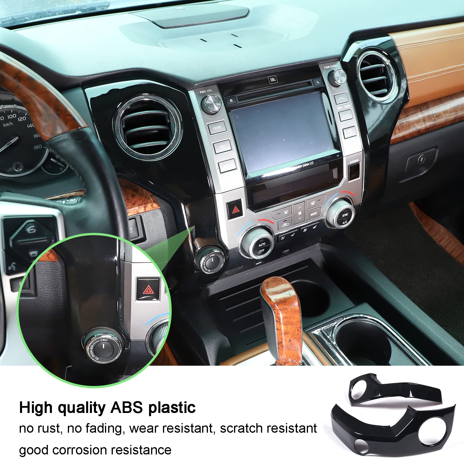 Llkuang Abs Center Console Air Conditioning Air Outlet Decoration Frame Cover Trim For Toyota Tundra 2014-2020 Modification Accessories (Glossy Black)