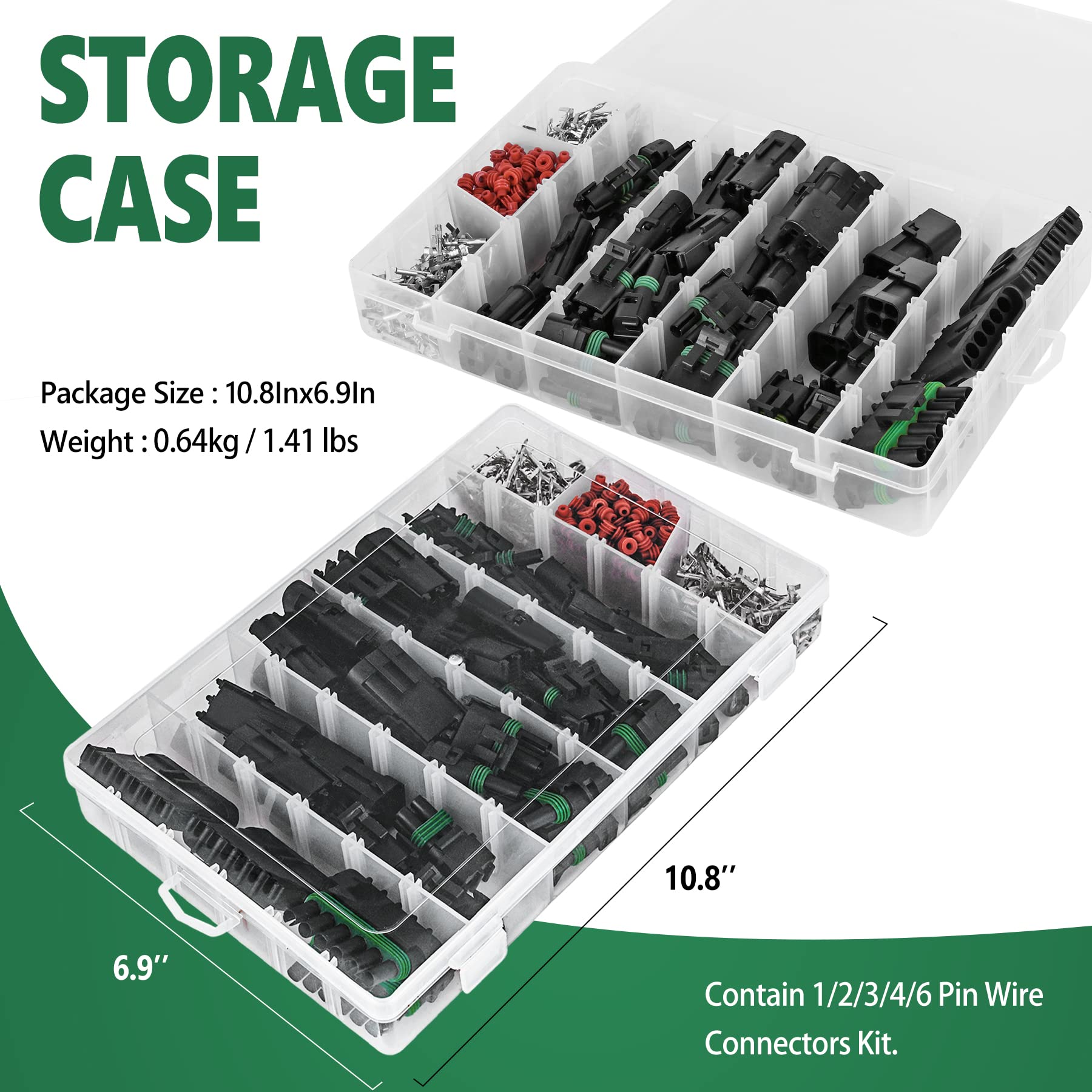 376Pcs 25 Kits Waterproof Automotive Electrical Connectors 1/2/3/4/6 Male&Female Pin 22-14AWG Wire Harness Spark Plug Connector