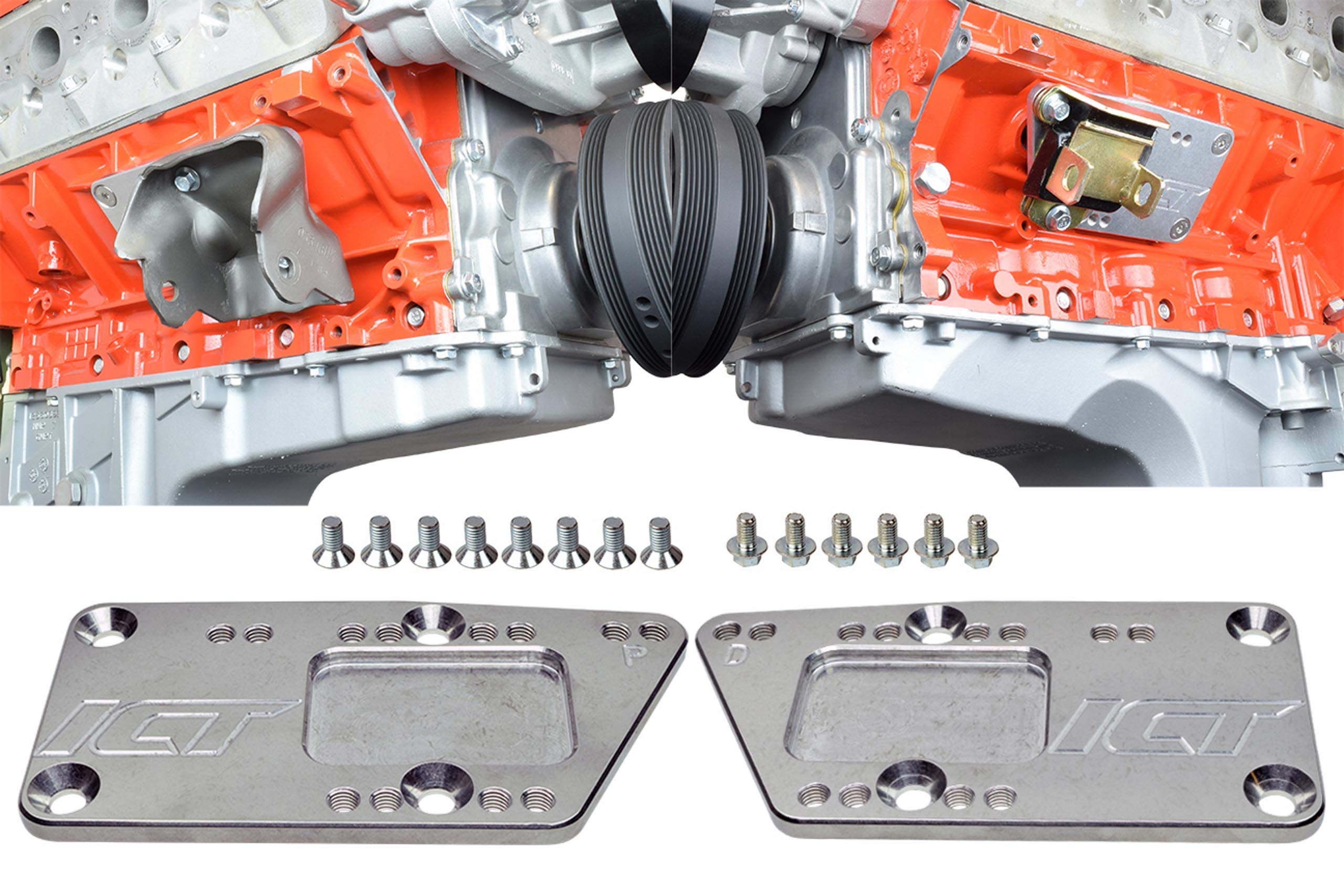 ICT Billet SBC Vehicle to LS Engine - Motor Mount Adapter Plate - Universal Swap Bracket Small Block LS Conversion Adjustable LS