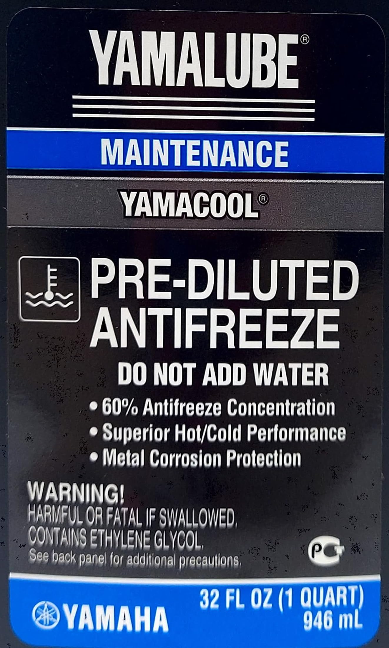 YAMAHA Original OEM Yamalube ACC-YAMAC-BL-32 Pre Diluted Antifreeze Yamalube OEM - (1) Quart