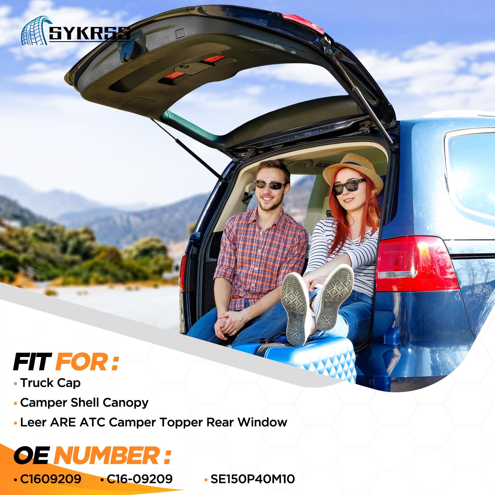 SYKRSS C1609209 16 '' Gas Strut 16 inch 38Lbs/169N Camper Shell Struts Shock Lift Support Gas Spring for Leer ARE ATC Camper Top