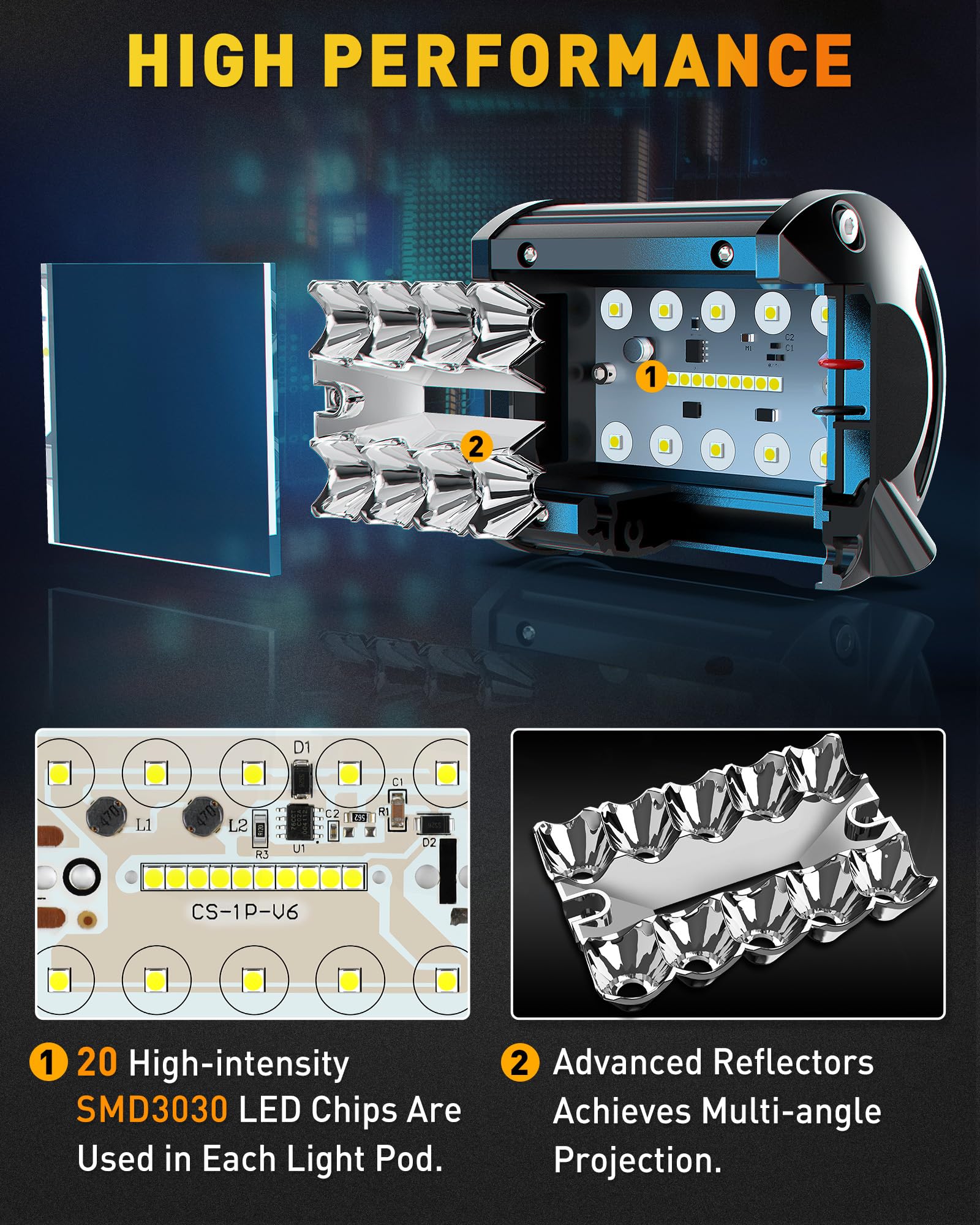 Naoevo 4 Inch Led Pod Lights, 240W 24,000Lm Led Fog/Driving/Off Road Lights With Spot Flood Combo, Cube Pods For Truck Boat Atv