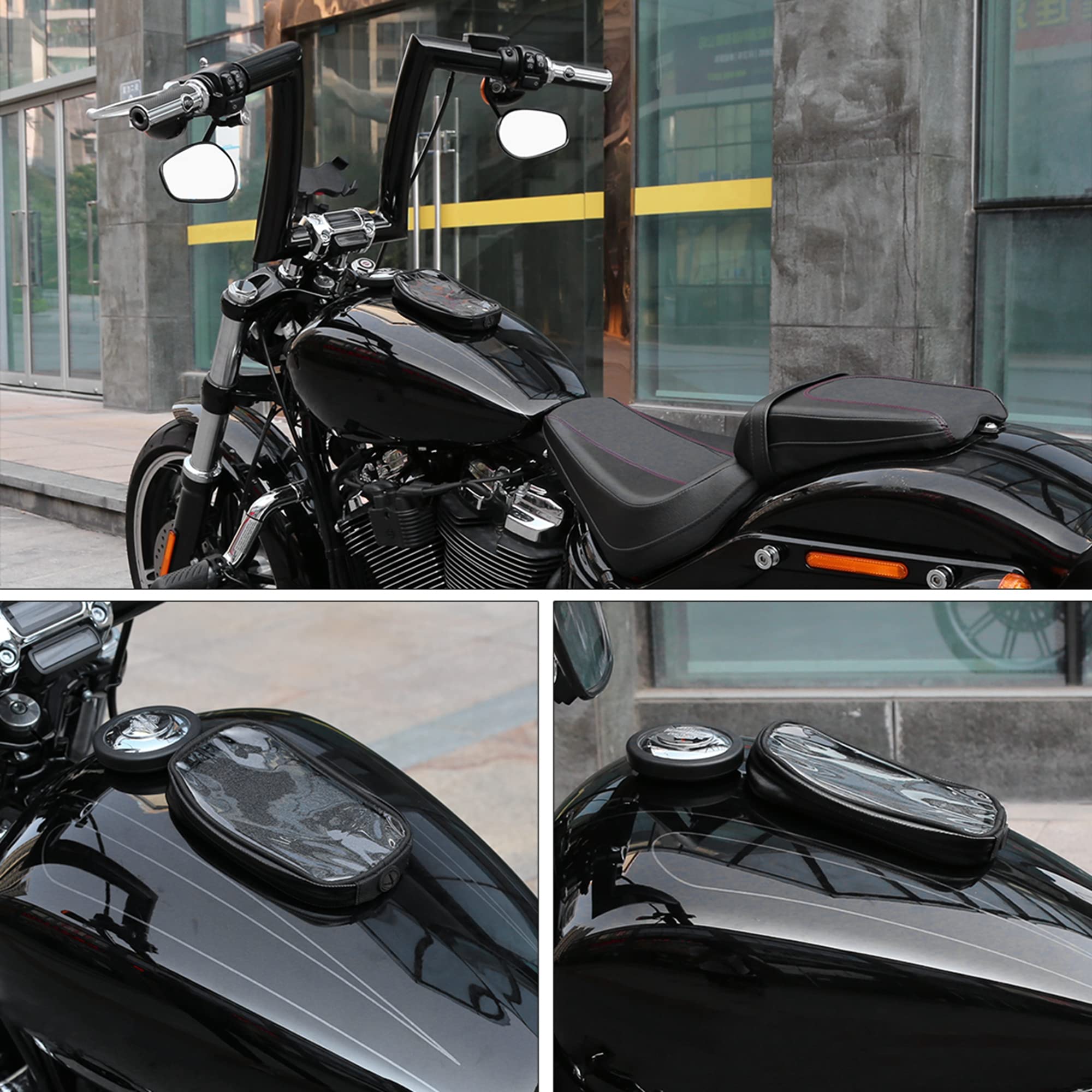 X AUTOHAUX Universal 7 Inch Magnetic Tank Bag Phone Holder Case Saddlebag Faux Leather Waterproof for Motorbike