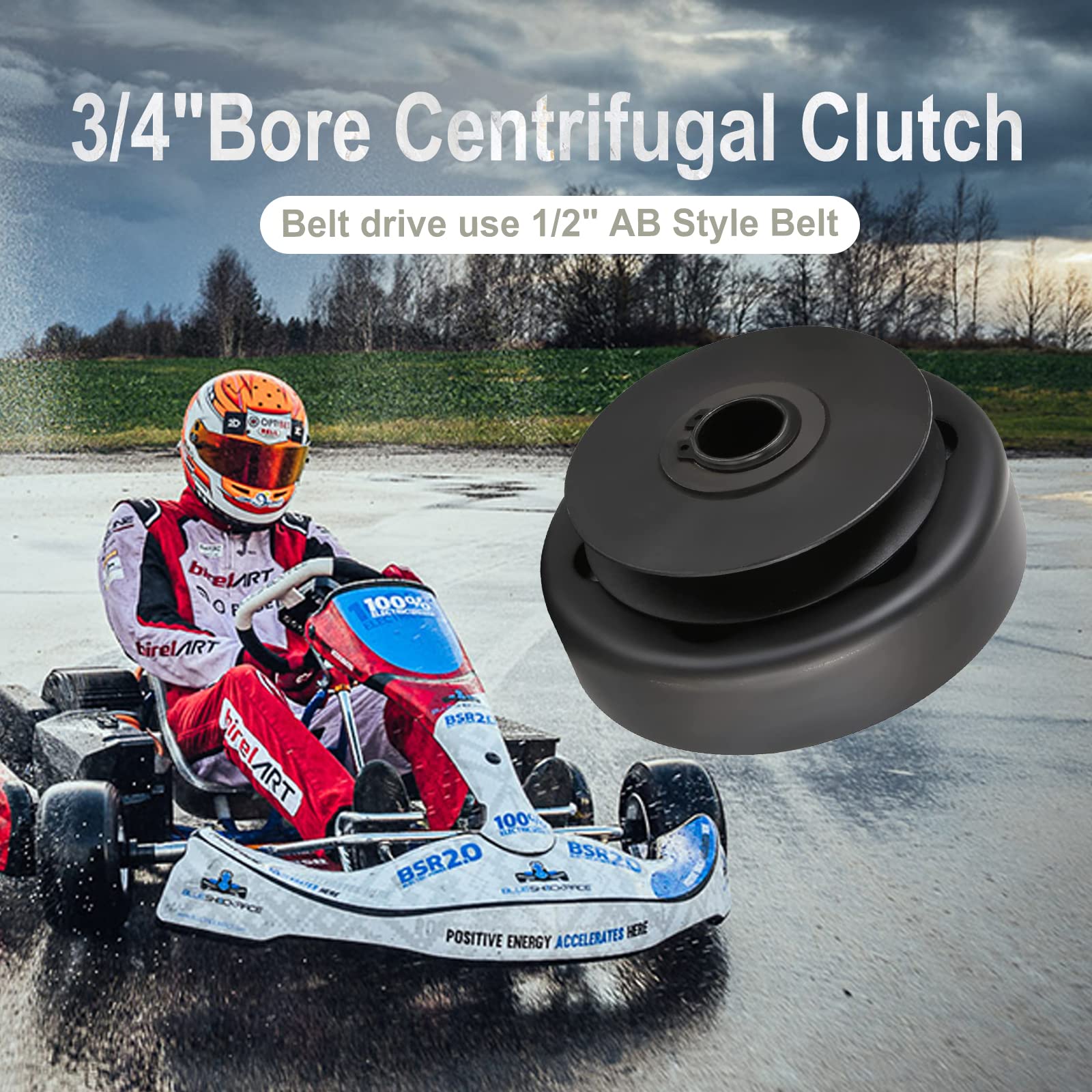 Batoneco Centrifugal Go Kart Clutch 3/4' Bore For 1/2' Ab Style Belt Compatible With Carter Go Karts Mini Bikes Wood Chippers Up To 6.5Hp