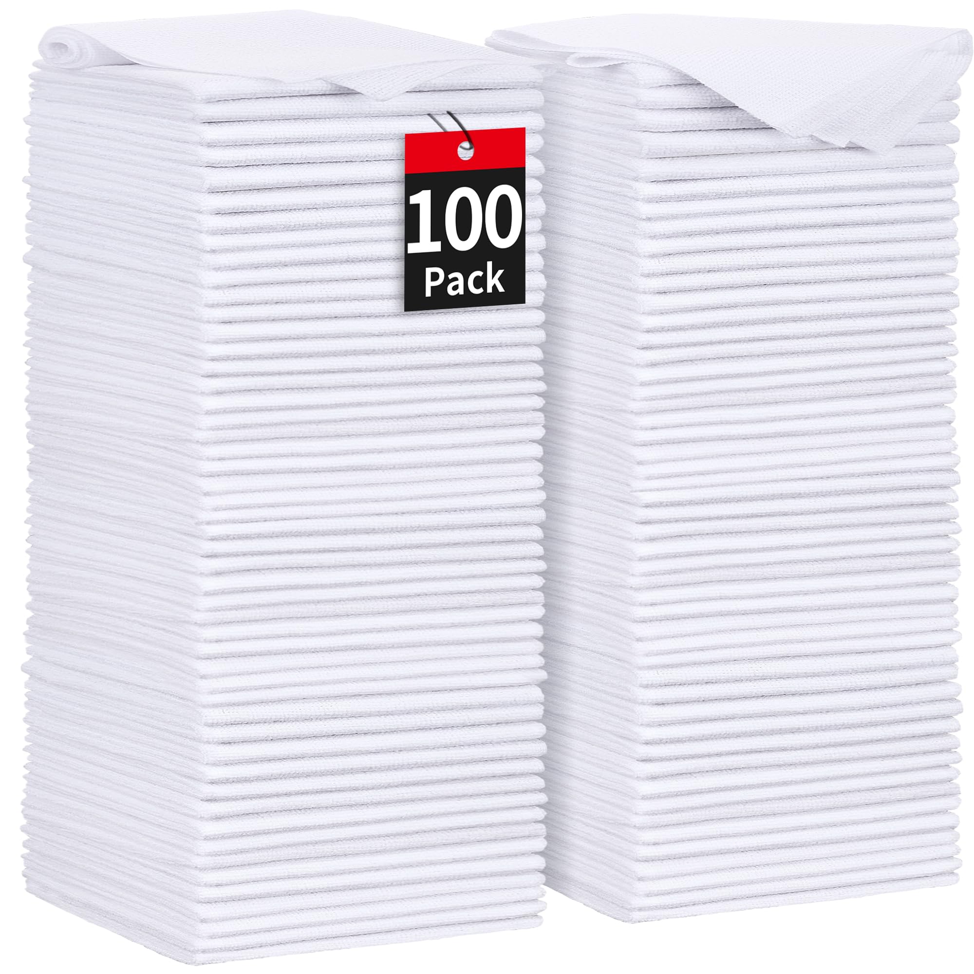 Homerhyme White Microfiber Cleaning Cloths, 100 Pack Shop Towels Rags, Bulk Absorbent Lint-Free Detailing Cleaning Rags Microfib