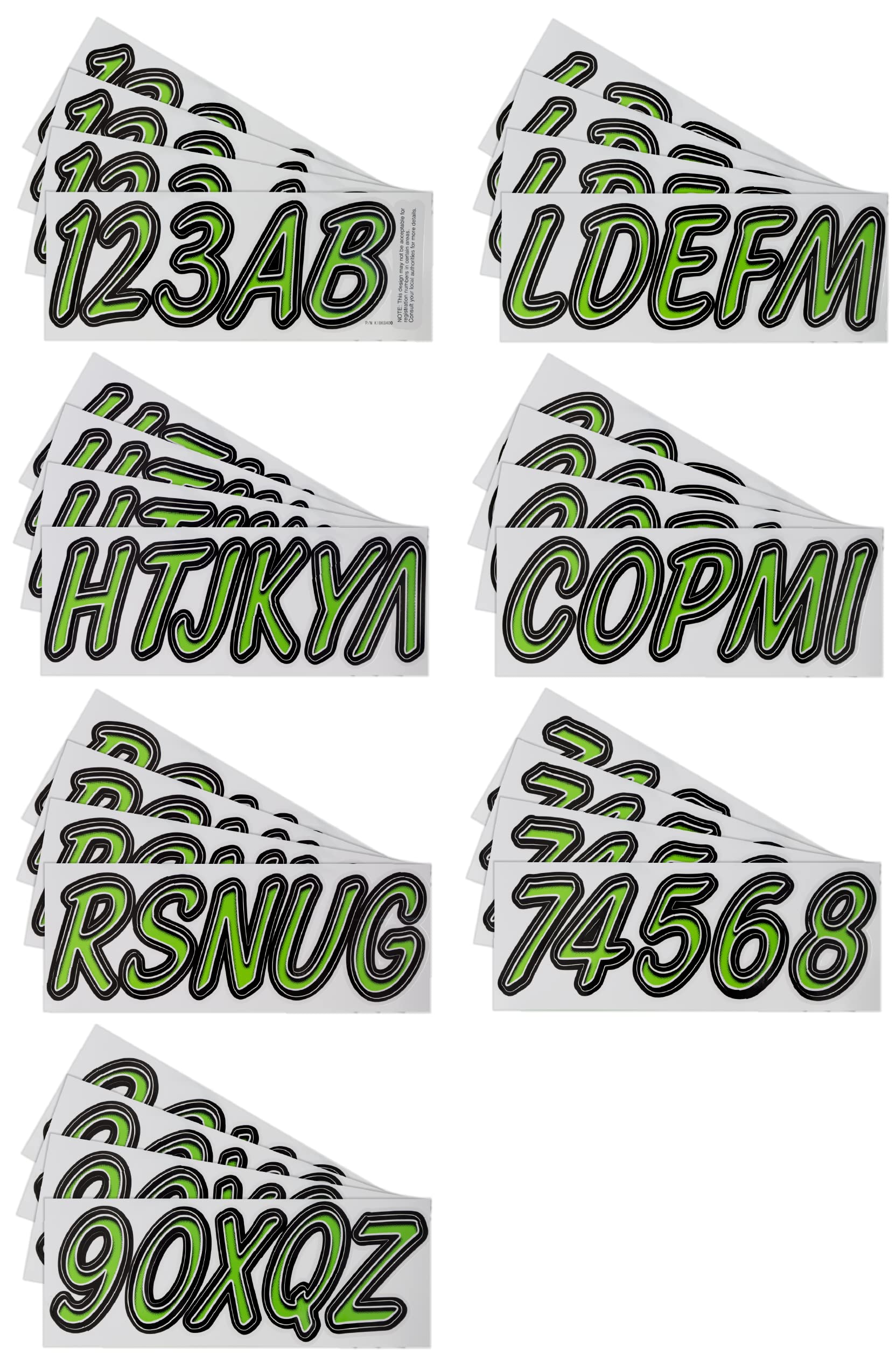 Hardline Products Series 400 Factory Matched 3-Inch Boat & Pwc Registration Number Kit, Kiwi/Black - Kibkg400