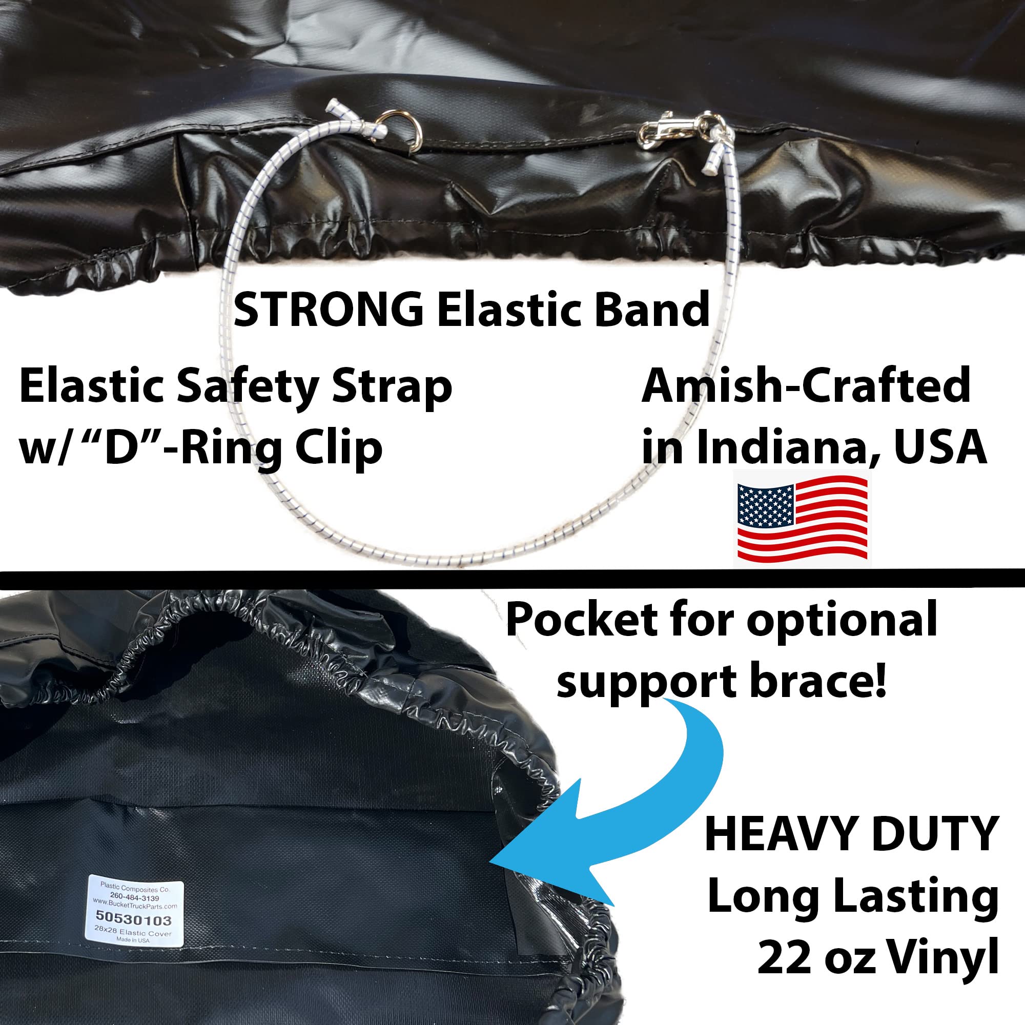 Bucket Truck Parts Heavy Duty Elastic Banded Bucket Cover With Support Pocket, Fits 1 Man Bucket 28''X28'' Edge To Edge