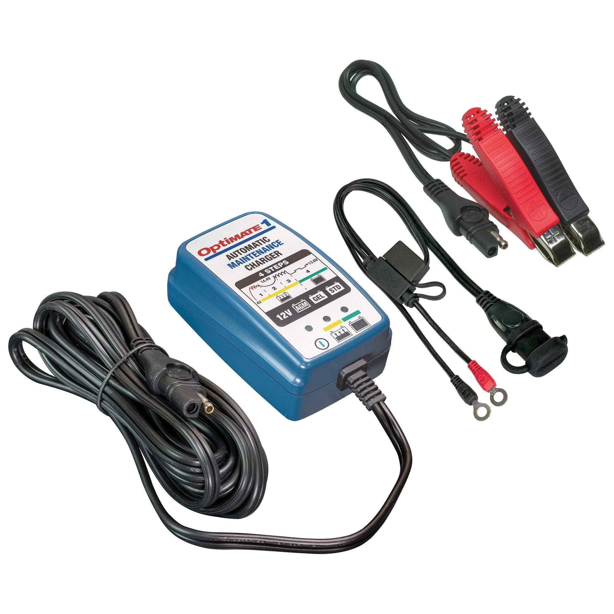 Optimate 1 Global, Tm-401, 4-Step 12V 0.6A Battery Charger-Maintainer