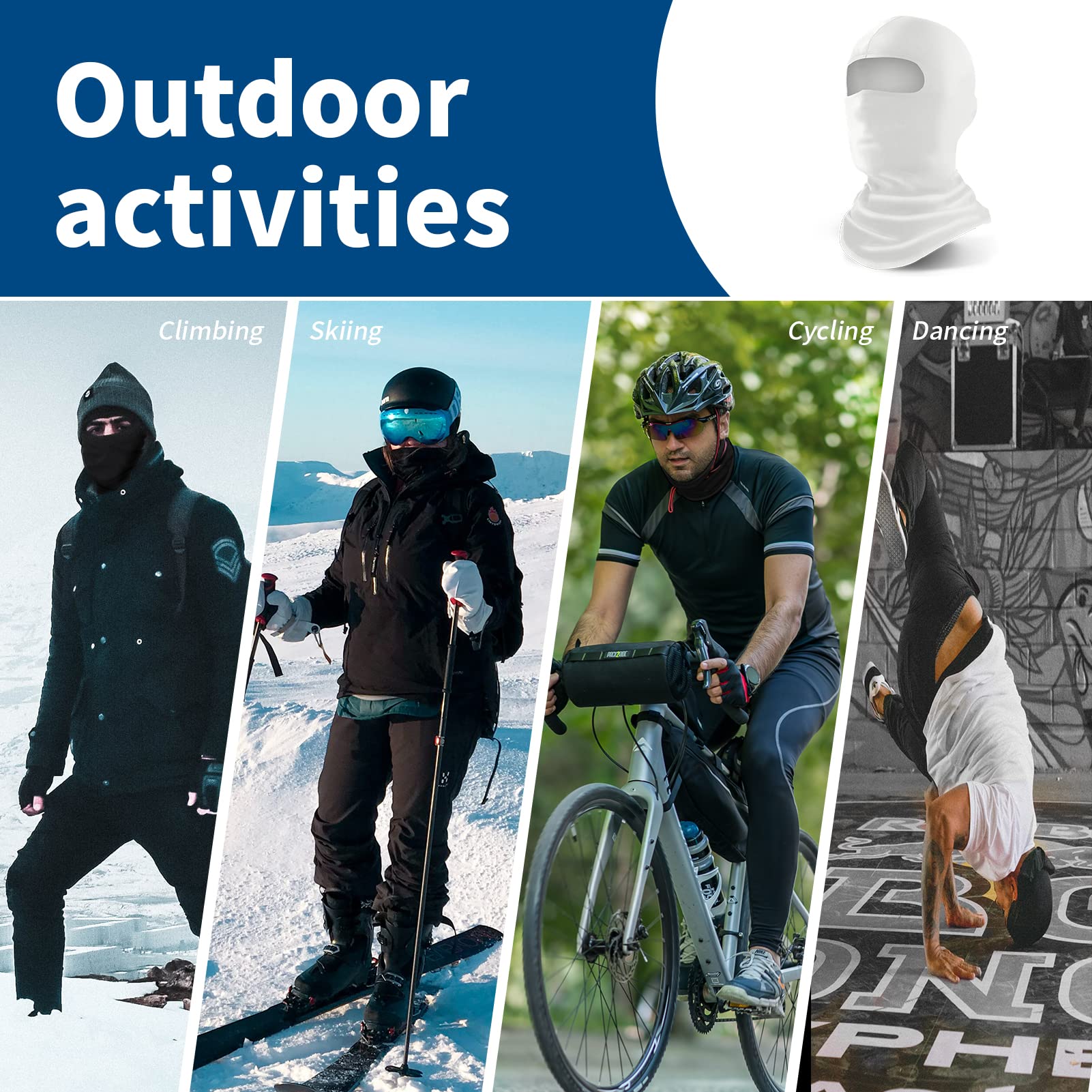 Yeslife Off-White Ski Mask, Balaclava Face Mask For Men And Women - Skiing, Snowboarding, Motorcycle, Uv Protection & Wind Protection, Hat