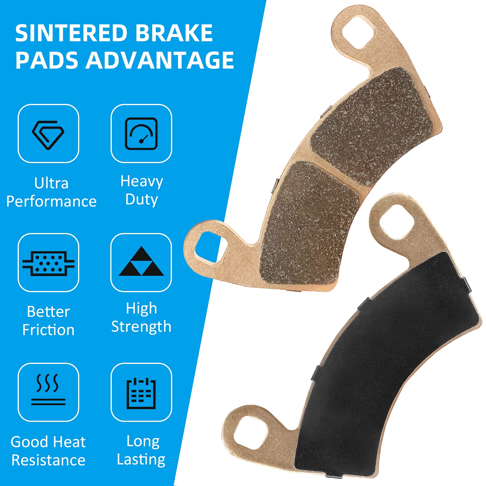 Brake Pads Sintered With Anti-Noise Shims For Polaris Rzr 900 1000 4 Xp Rs1 Ranger 570 700 800 900 1000 Ev Crew Diesel 6X6, 2203