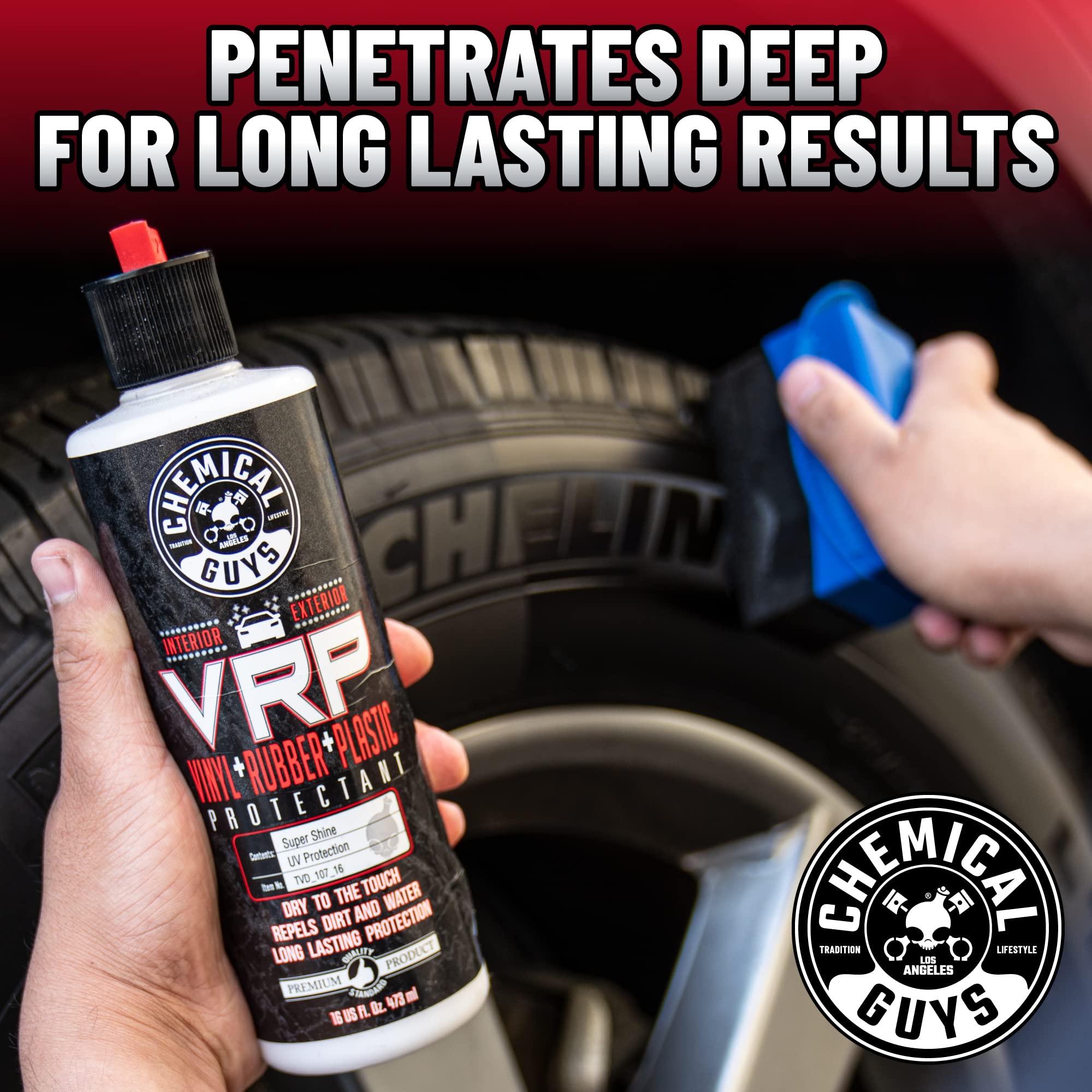Chemical Guys Tvd_107_16 Vrp Vinyl, Rubber And Plastic Non-Greasy Dry-To-The-Touch Long Lasting Super Shine Dressing For Tires,